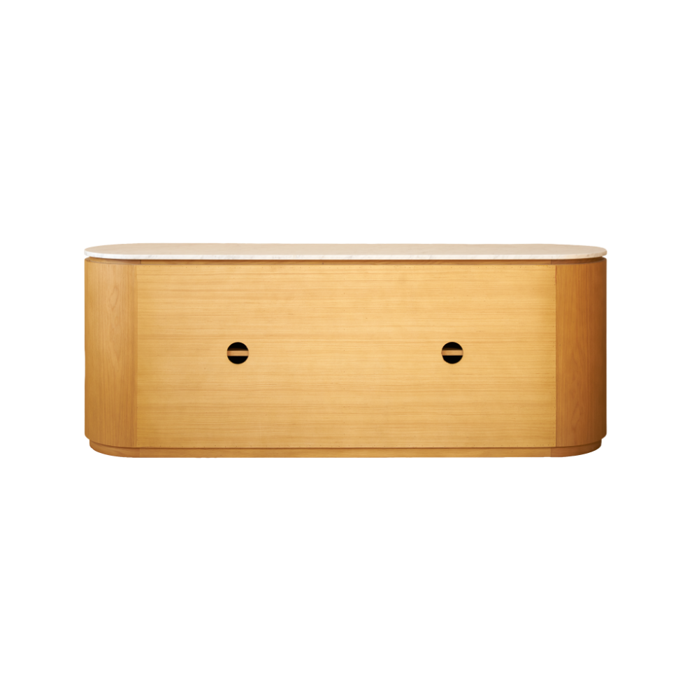 Cove Sideboard — Natural oak with  marble top