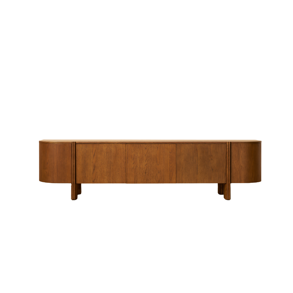 Moro Media Console  — Dark oak with a marble top