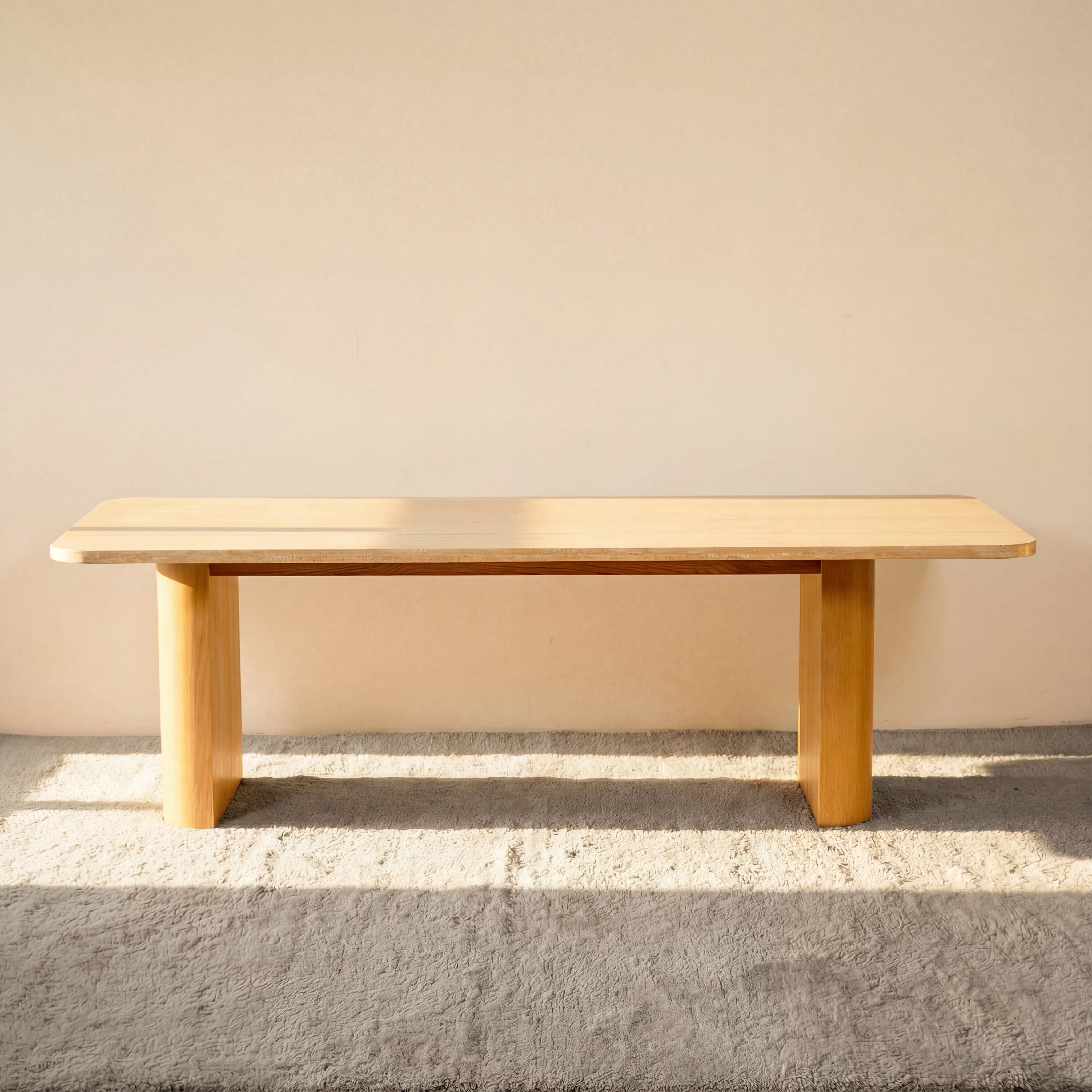 Ovelo Dining Table Oak wood with travertine top