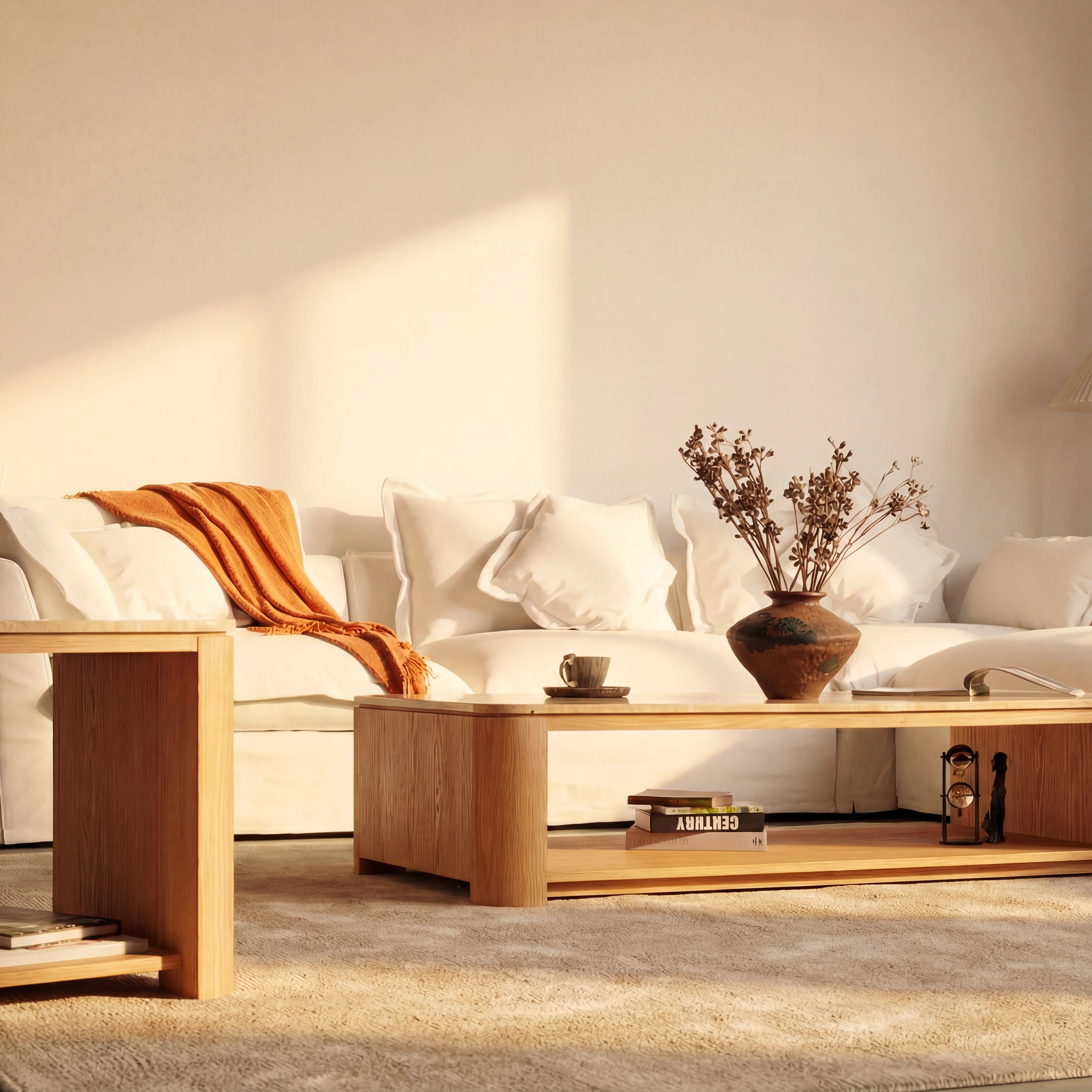 Ovelo Coffee Table Oak wood with travertine top