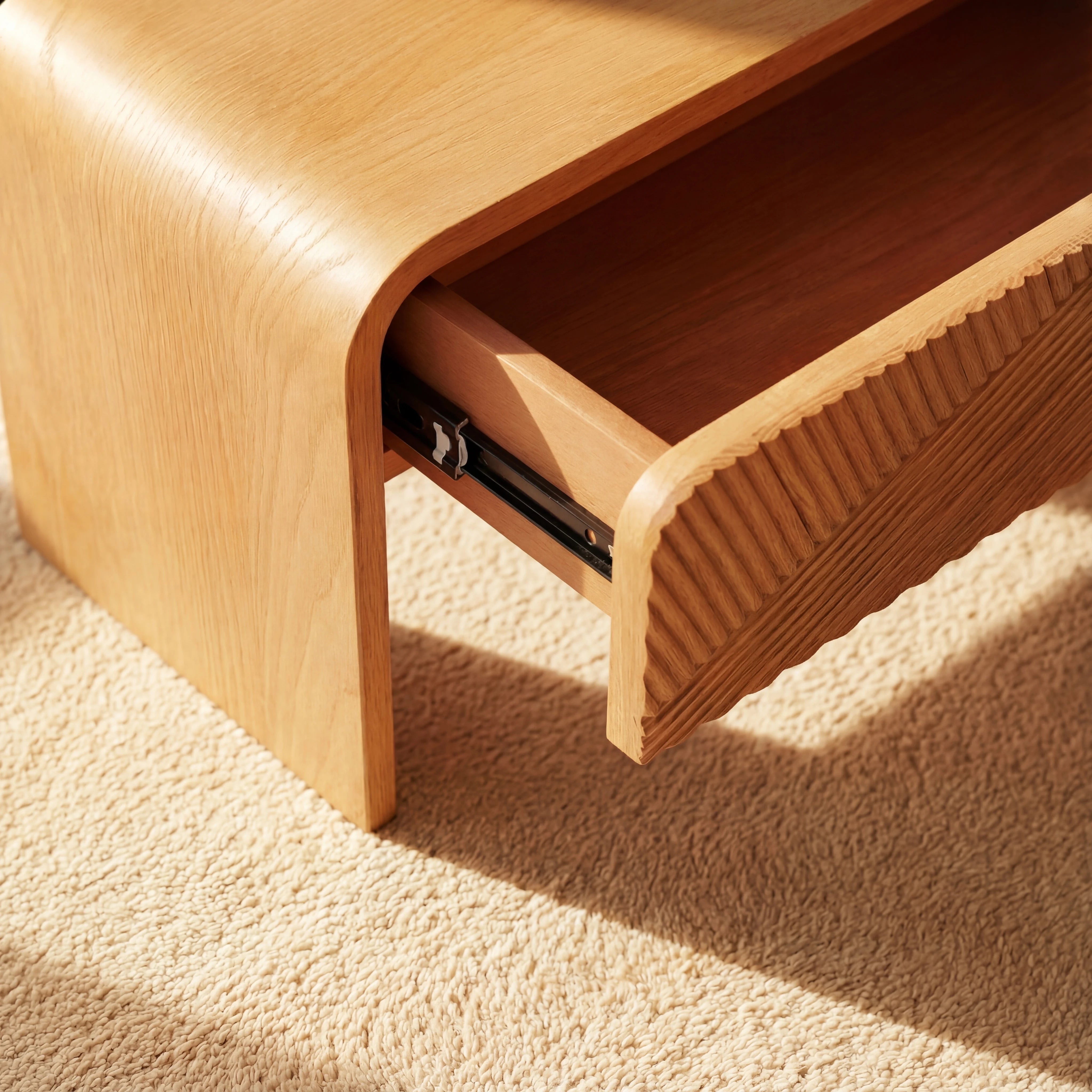 VISTA Coffee Table White oak with sculpted slat detailing