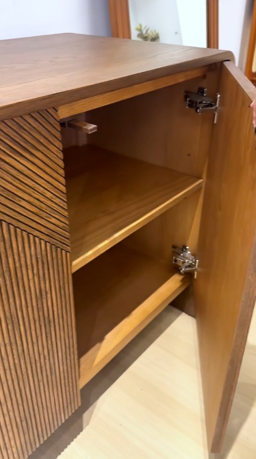 Vista Sideboard White oak with sculpted slat detailing