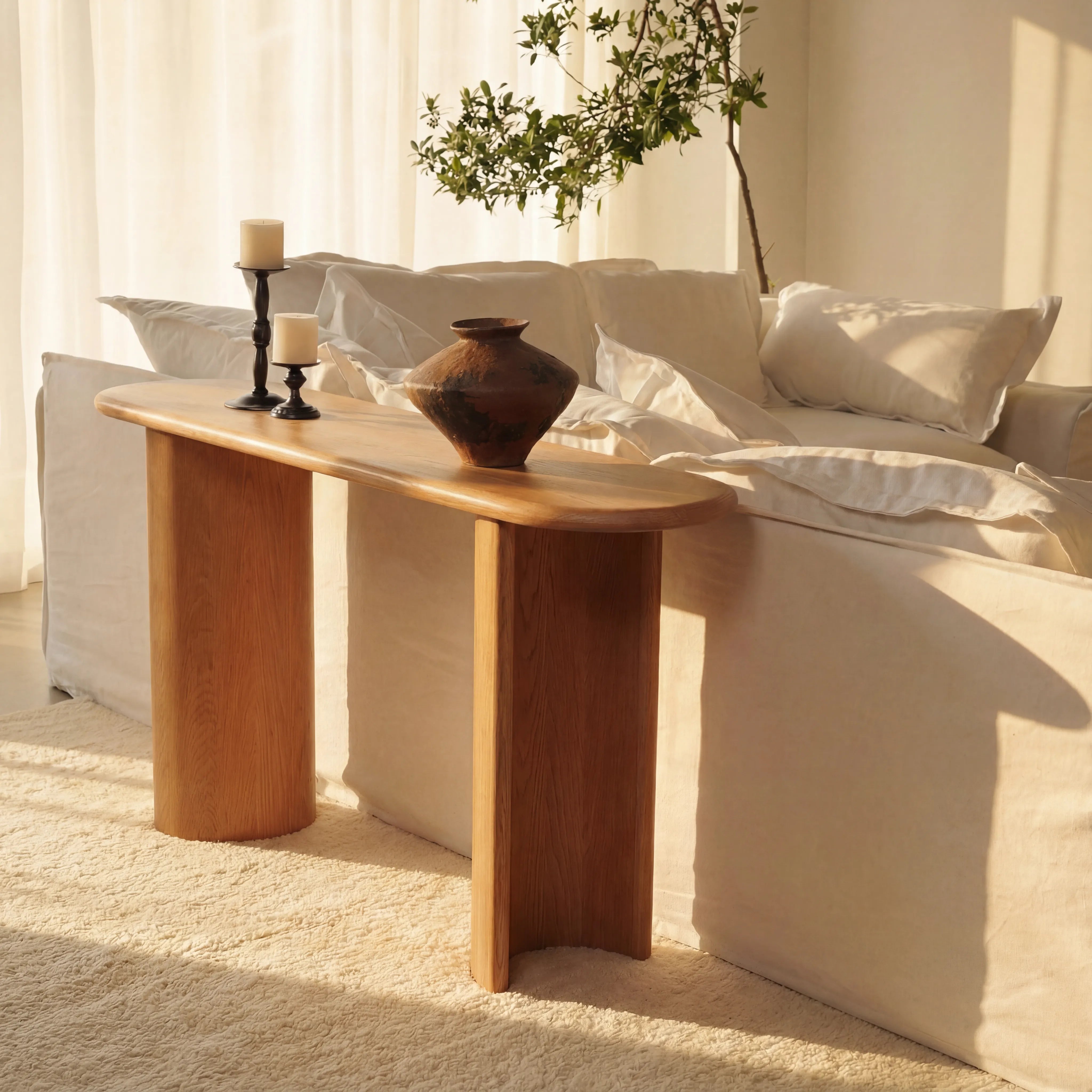Haven Console Table White oak