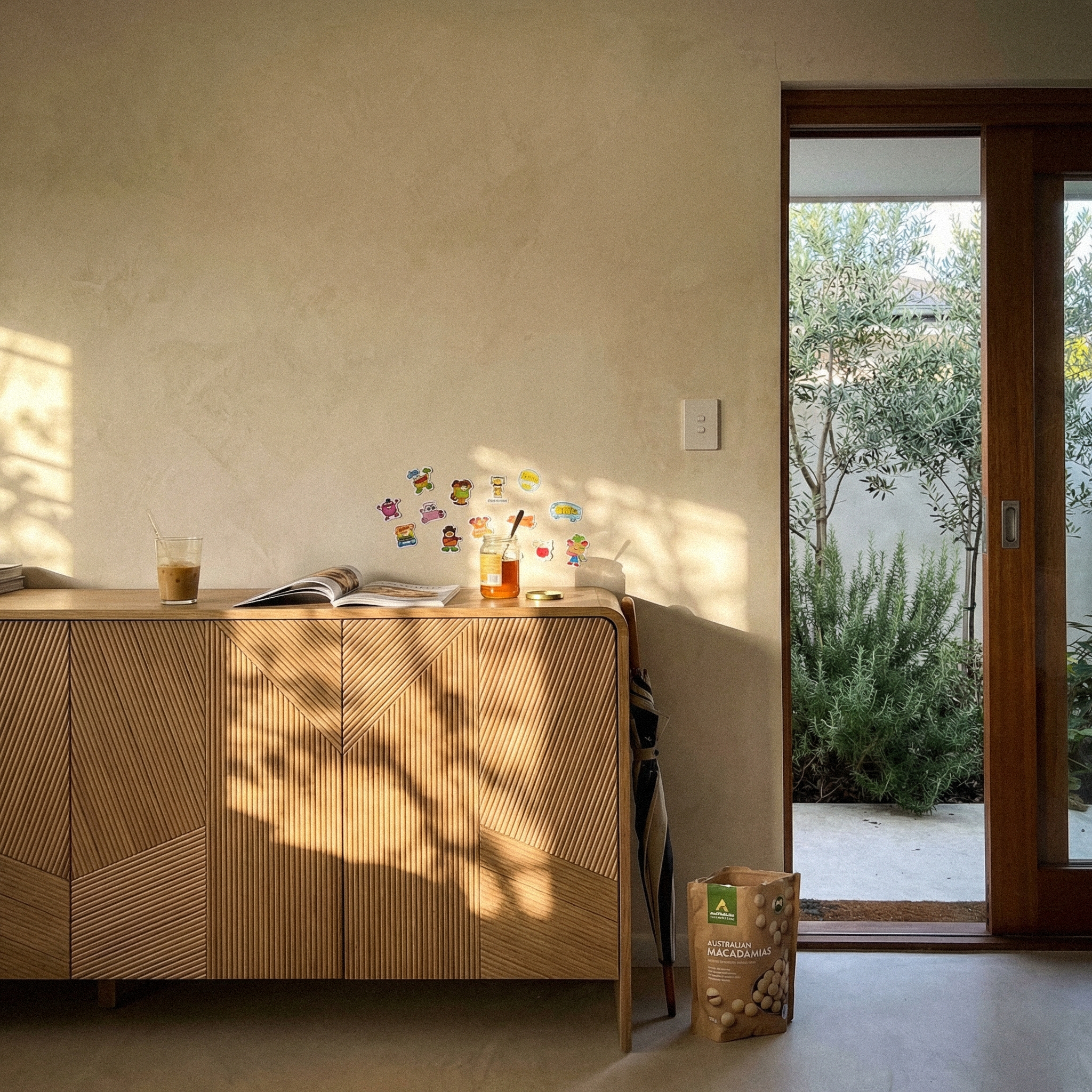 Vista Sideboard White oak with sculpted slat detailing