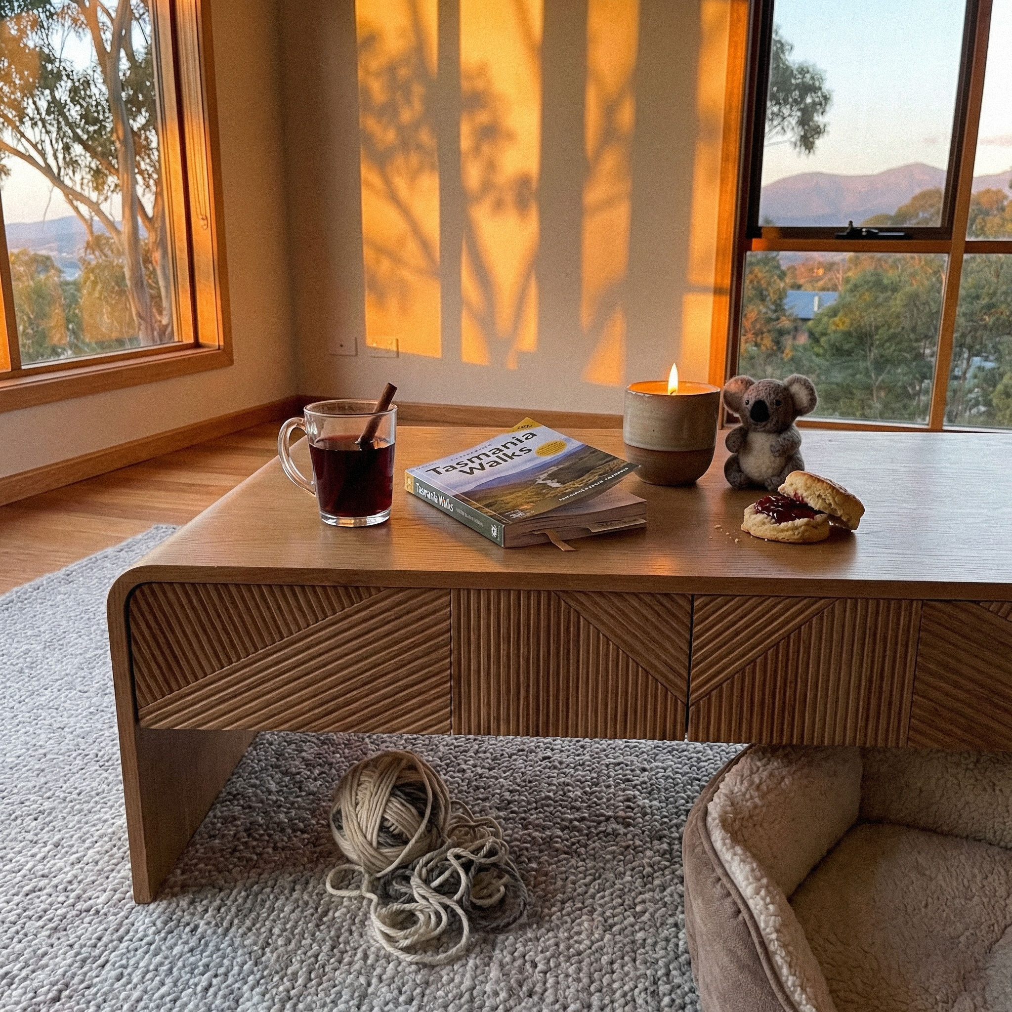 VISTA Coffee Table White oak with sculpted slat detailing