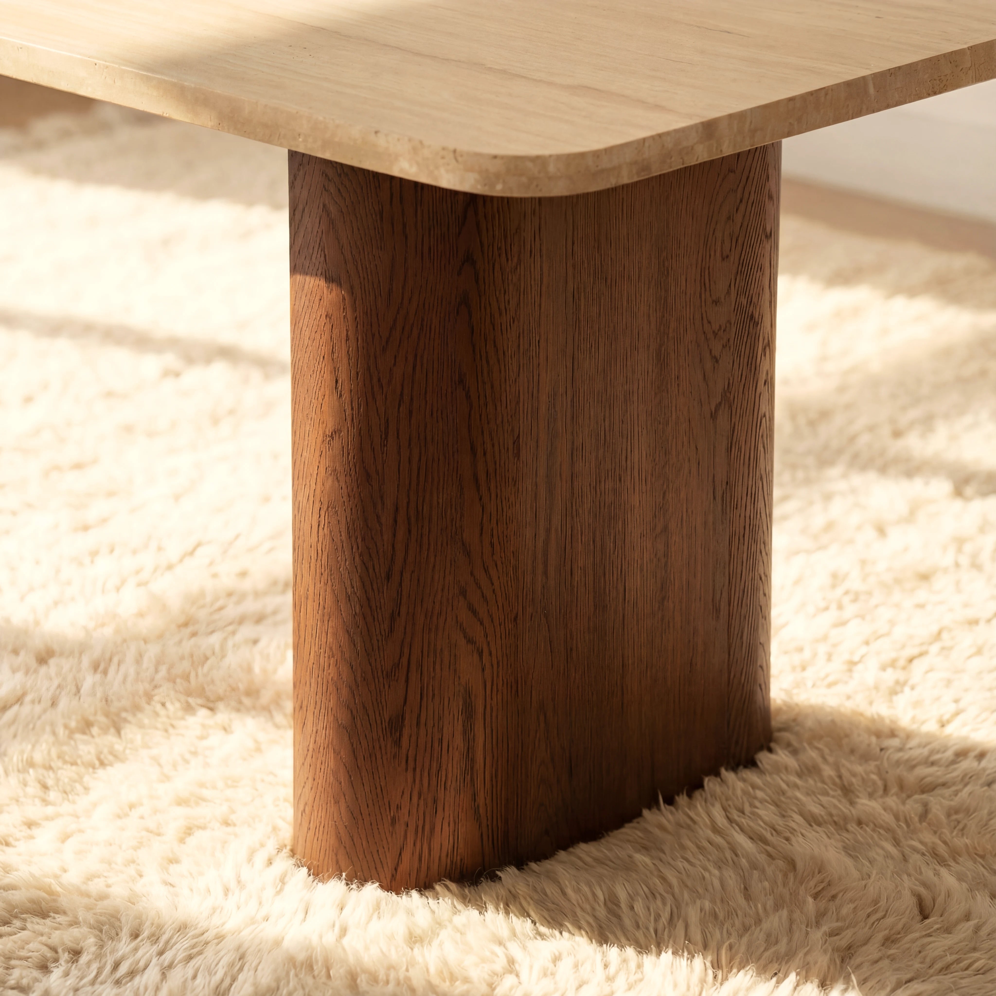 Ovelo Dining Table Oak wood with travertine top