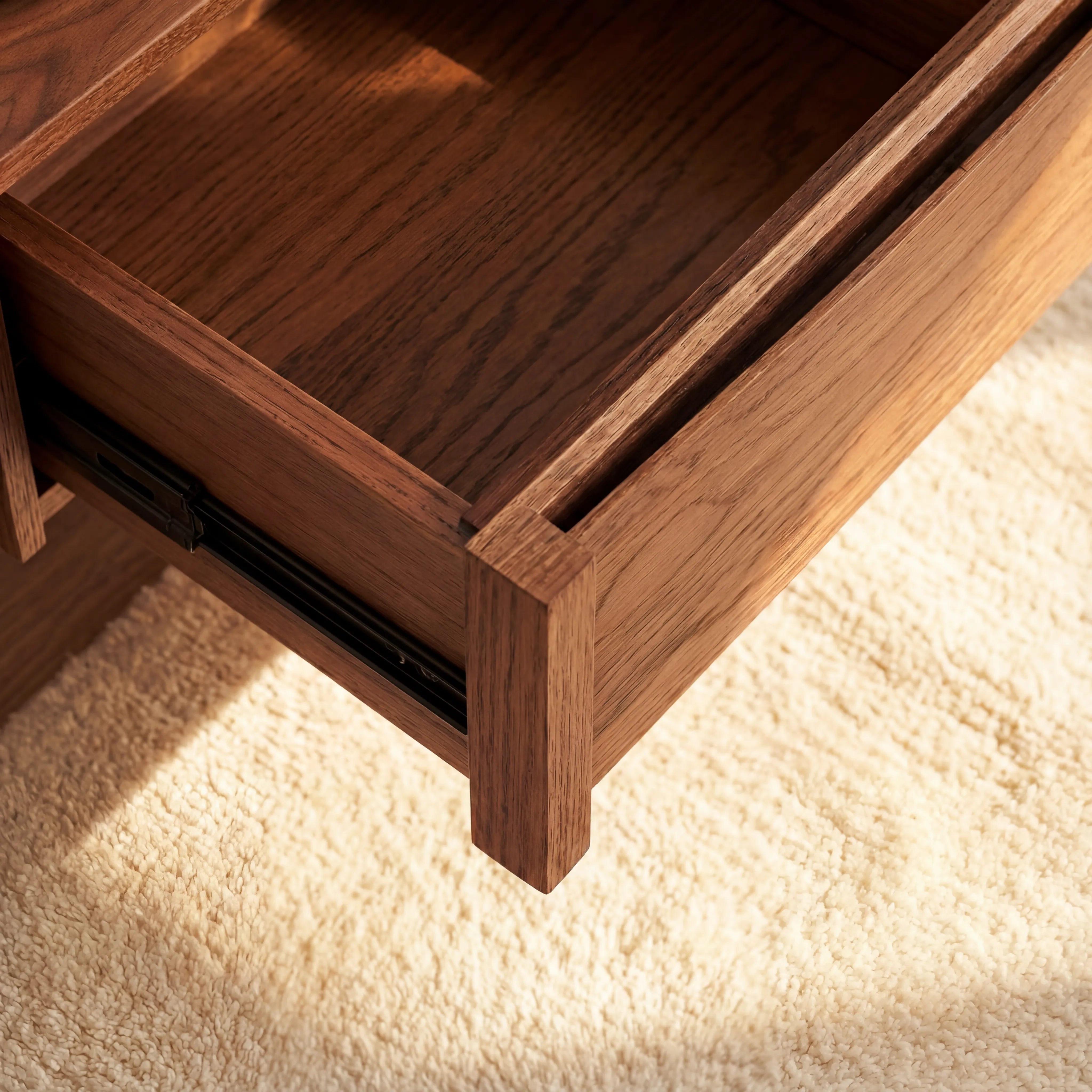 Hearth Bedside Table Oak wood with travertine top