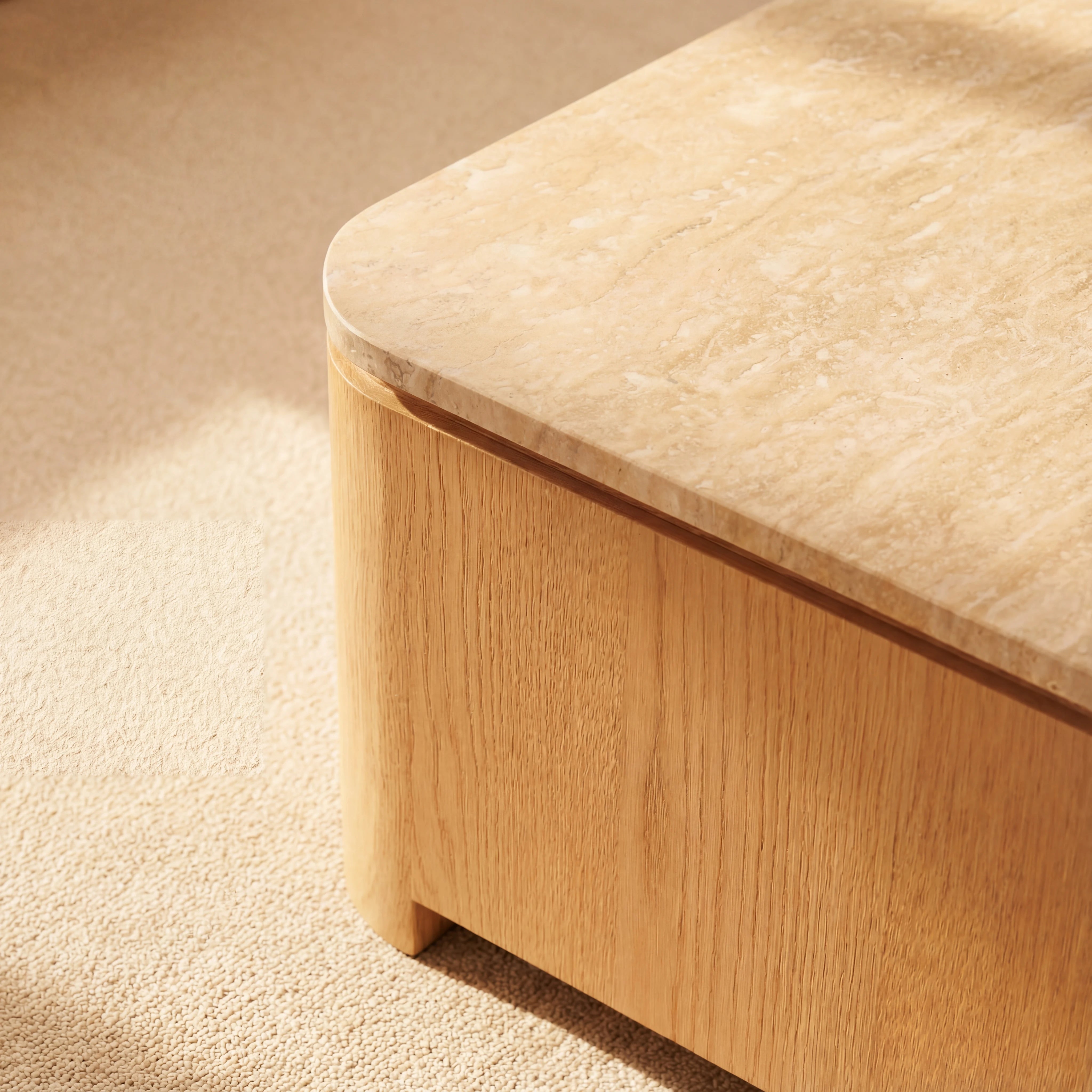 Ovelo Coffee Table Oak wood with travertine top