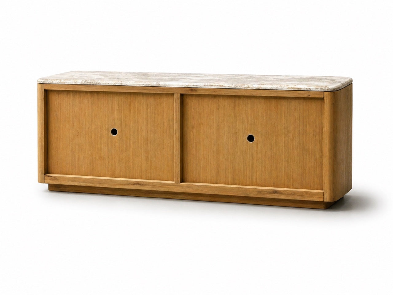 Hearth Sideboard Oak wood with travertine top