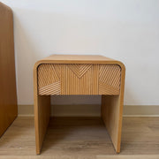 Vista Side Table White oak with sculpted slat detailing（karhyn studio sale）