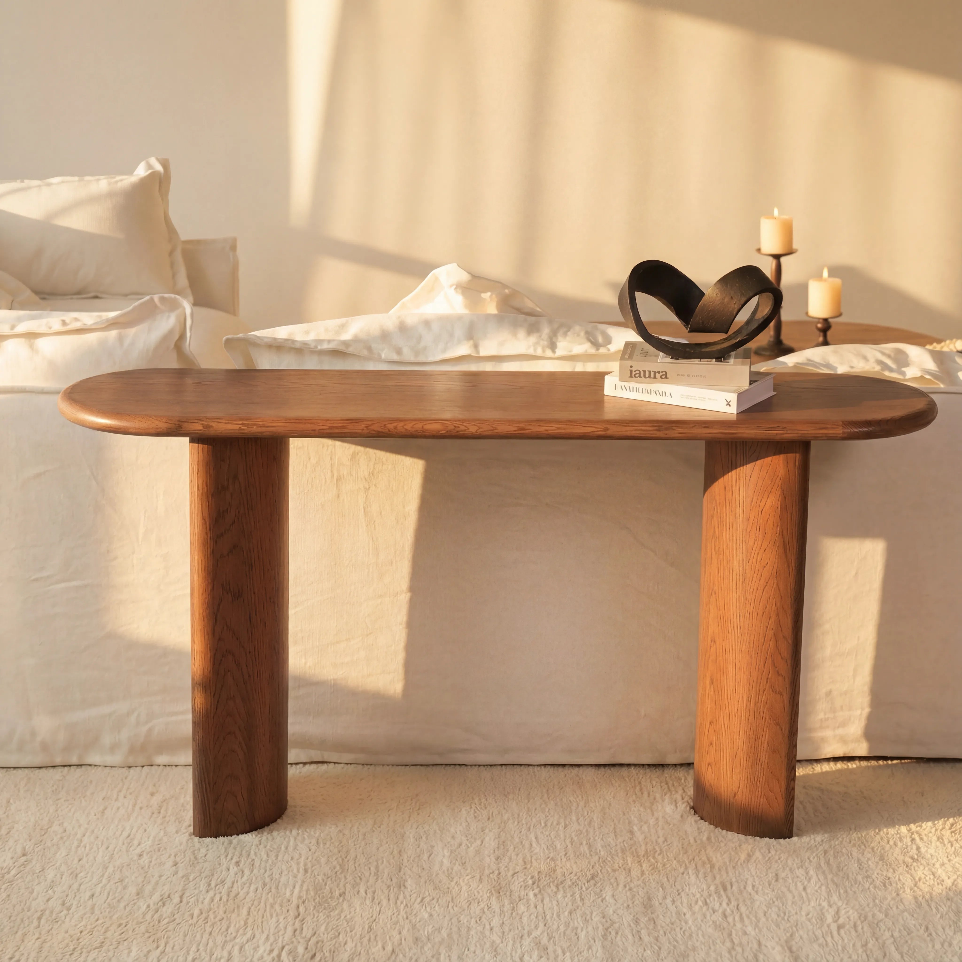 Haven Console Table White oak