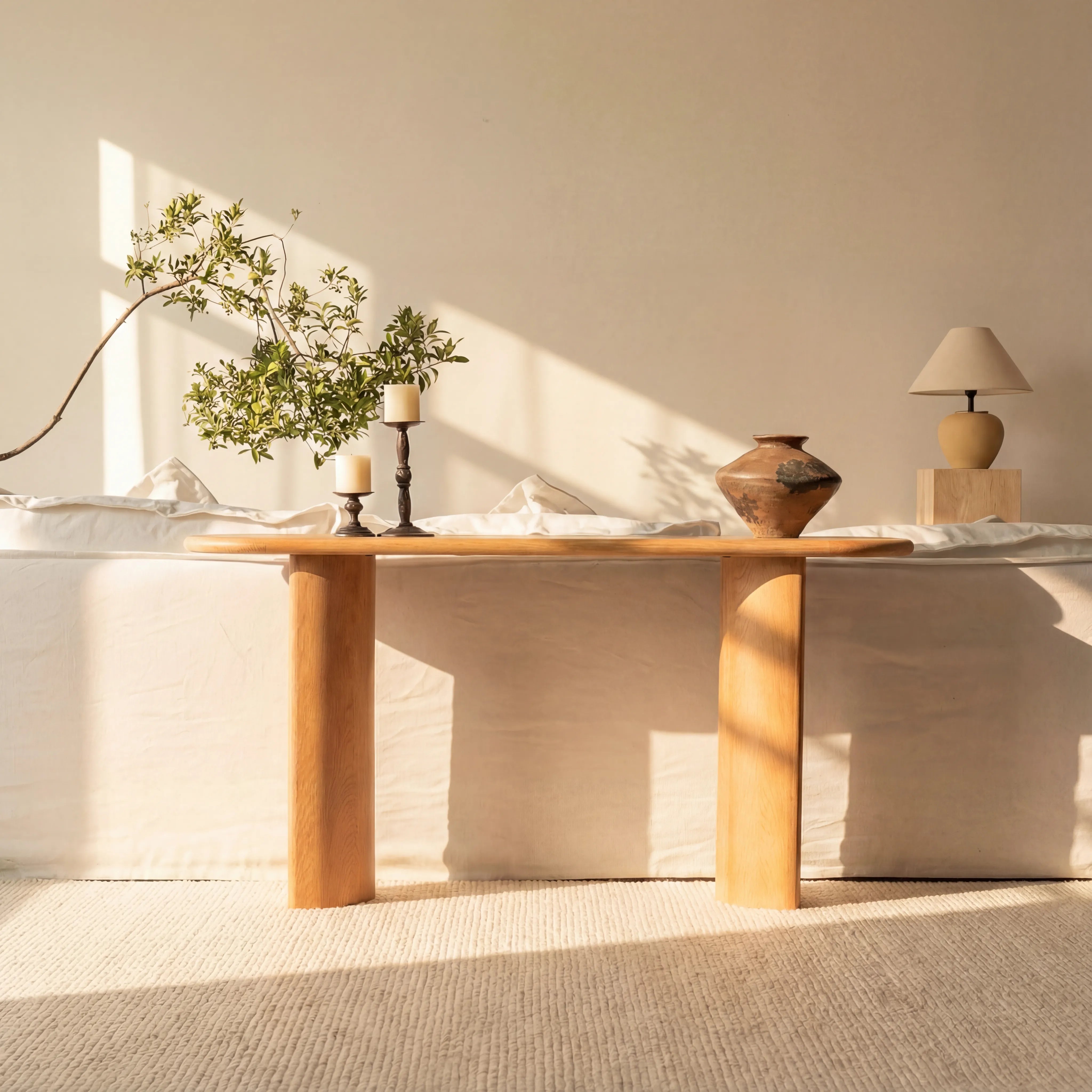 Haven Console Table White oak
