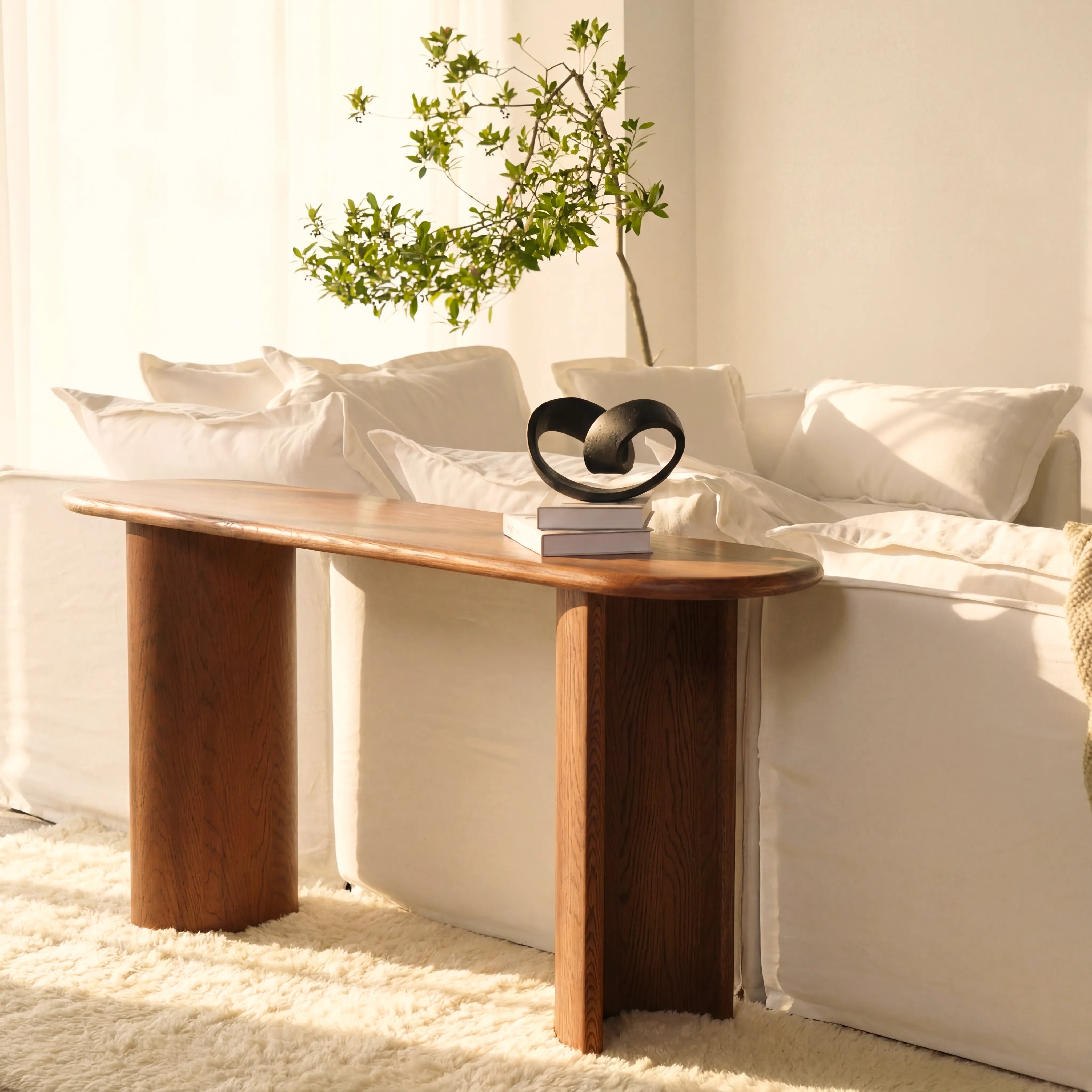 Haven Console Table White oak