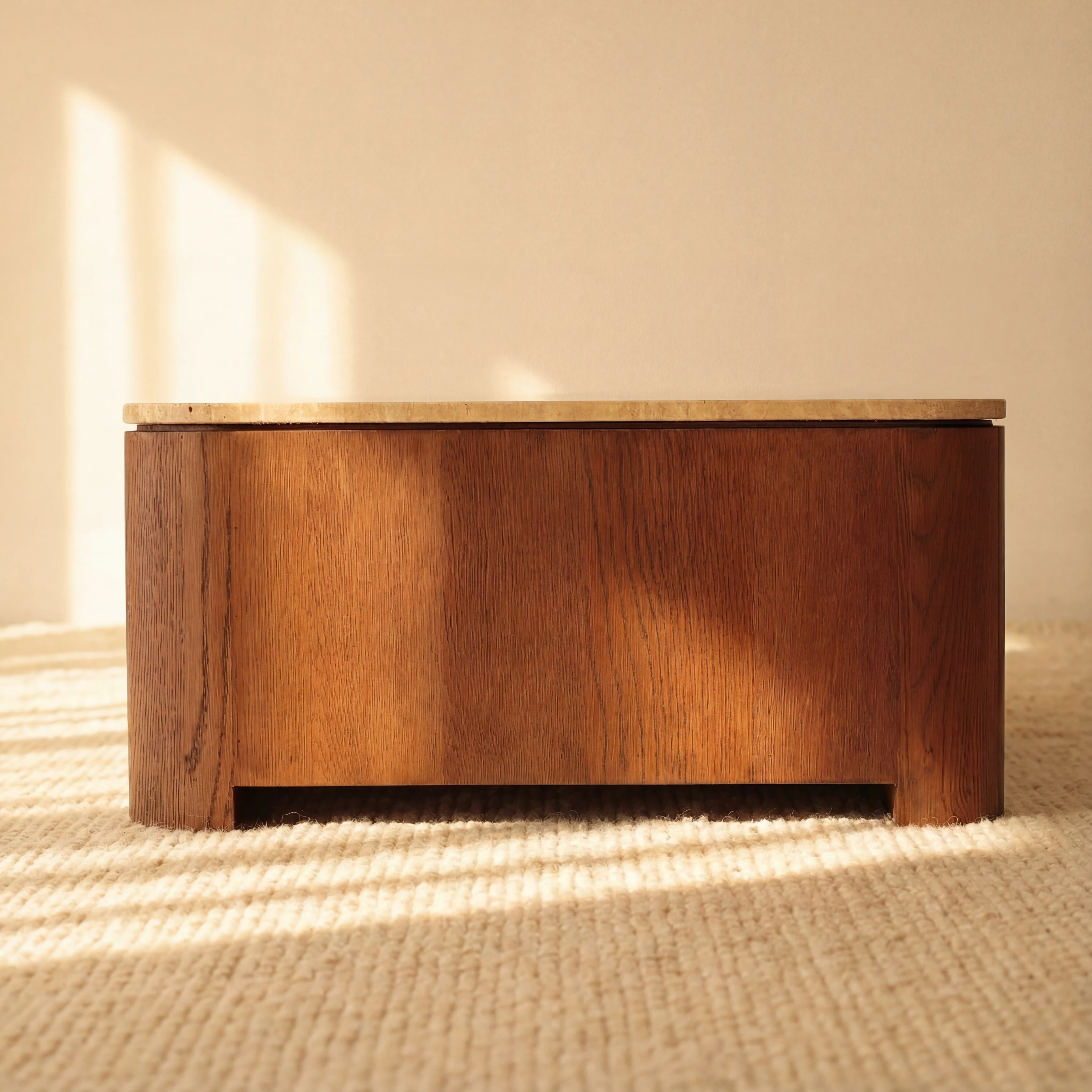 Ovelo Coffee Table Oak wood with travertine top