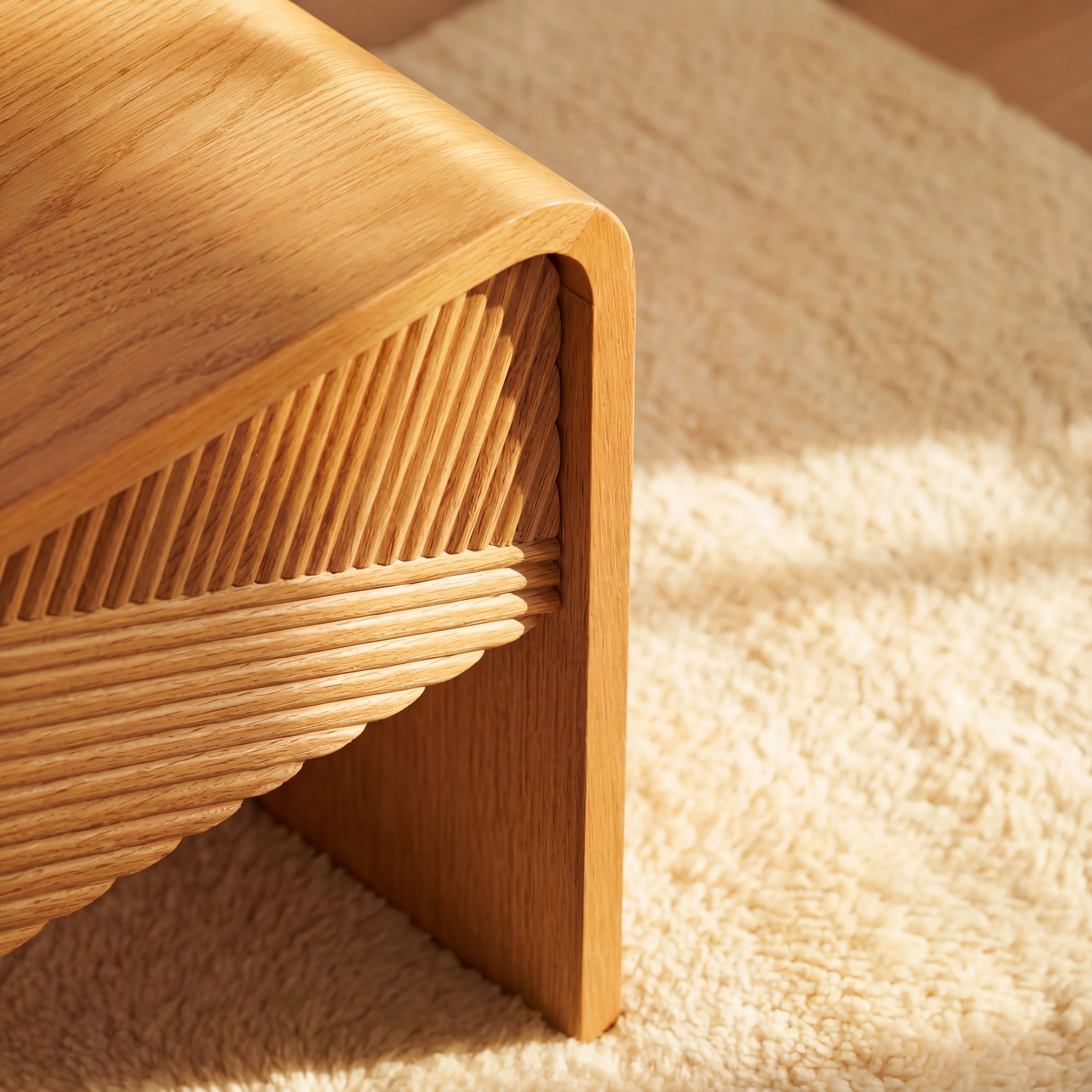 VISTA Coffee Table White oak with sculpted slat detailing