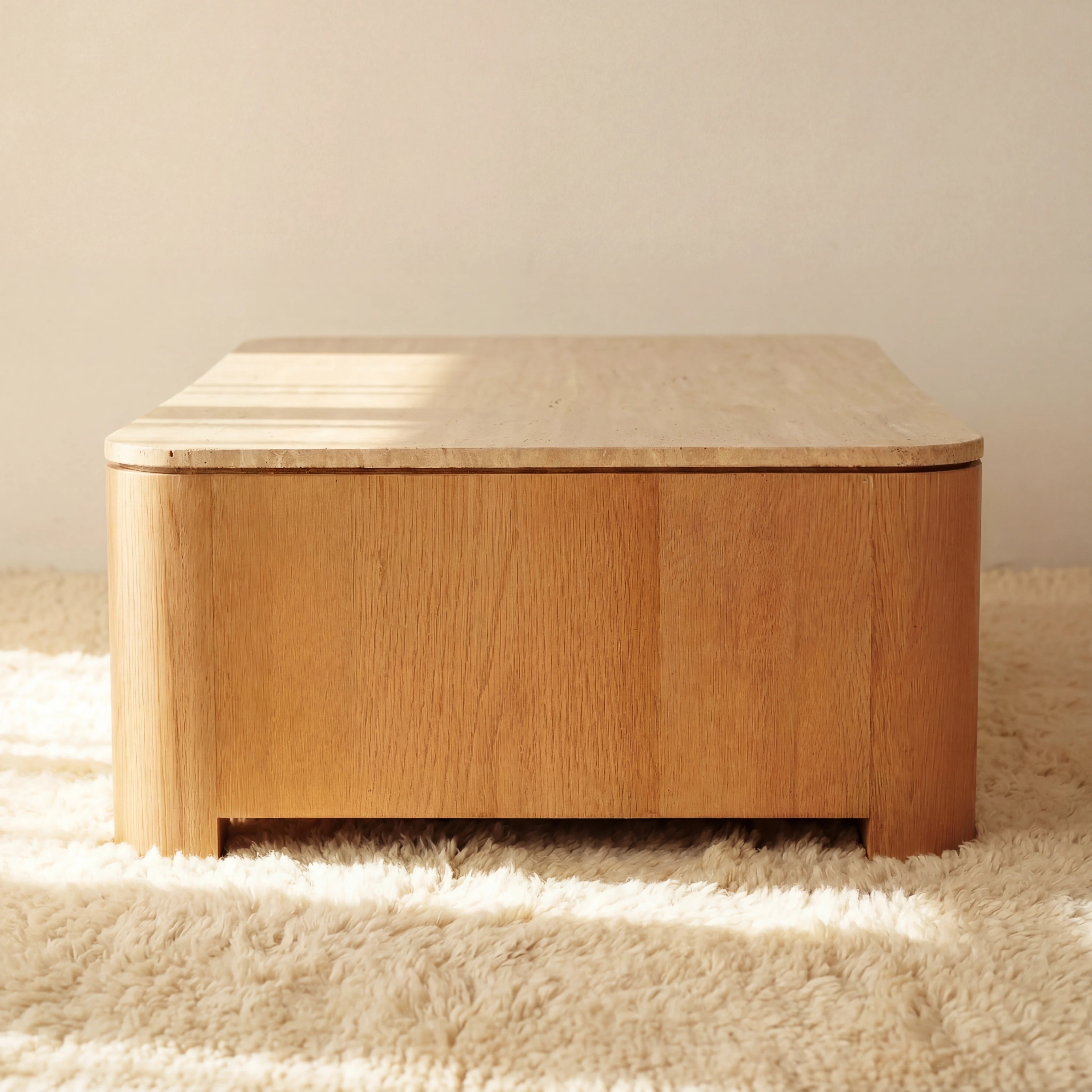 Ovelo Coffee Table Oak wood with travertine top