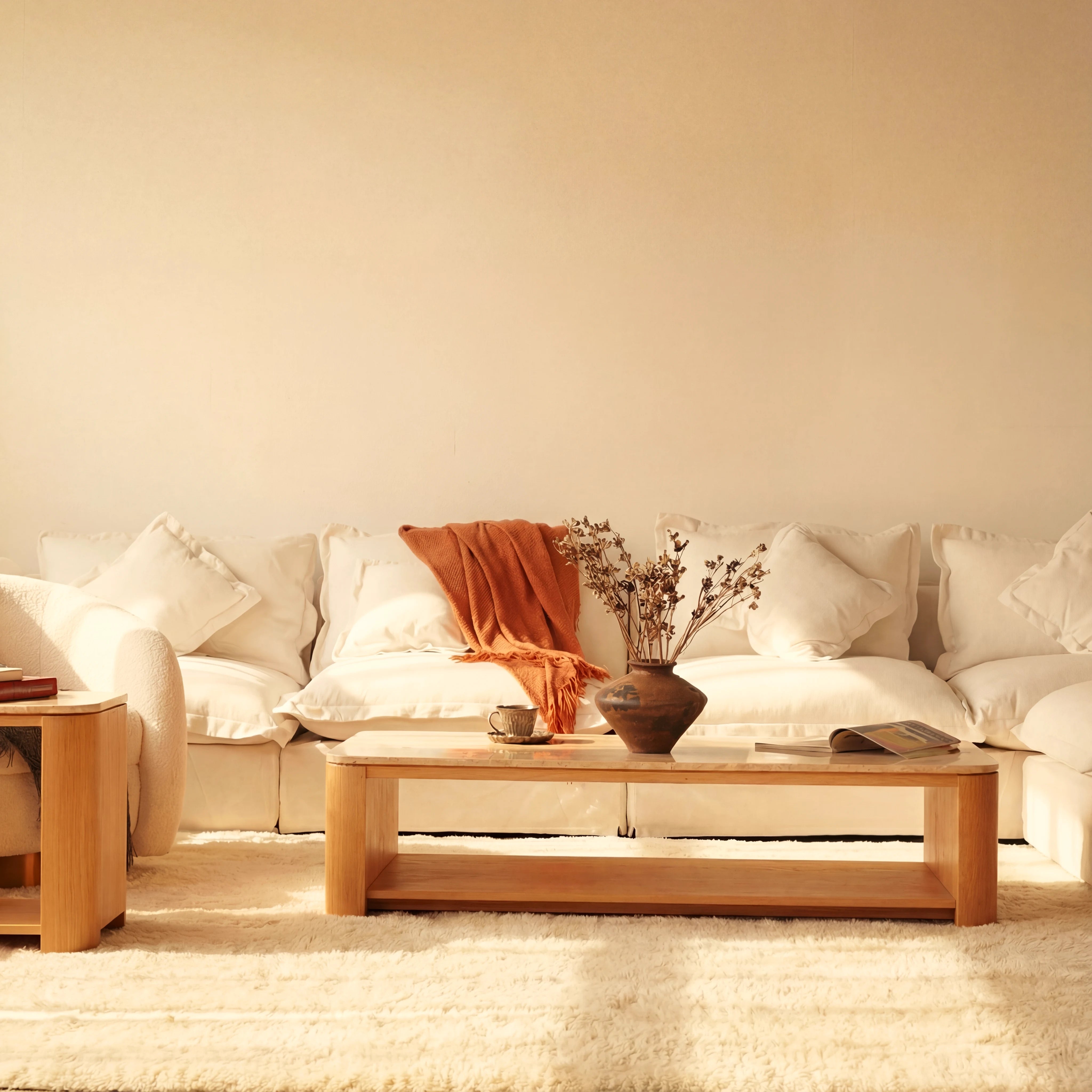 Ovelo Coffee Table Oak wood with travertine top
