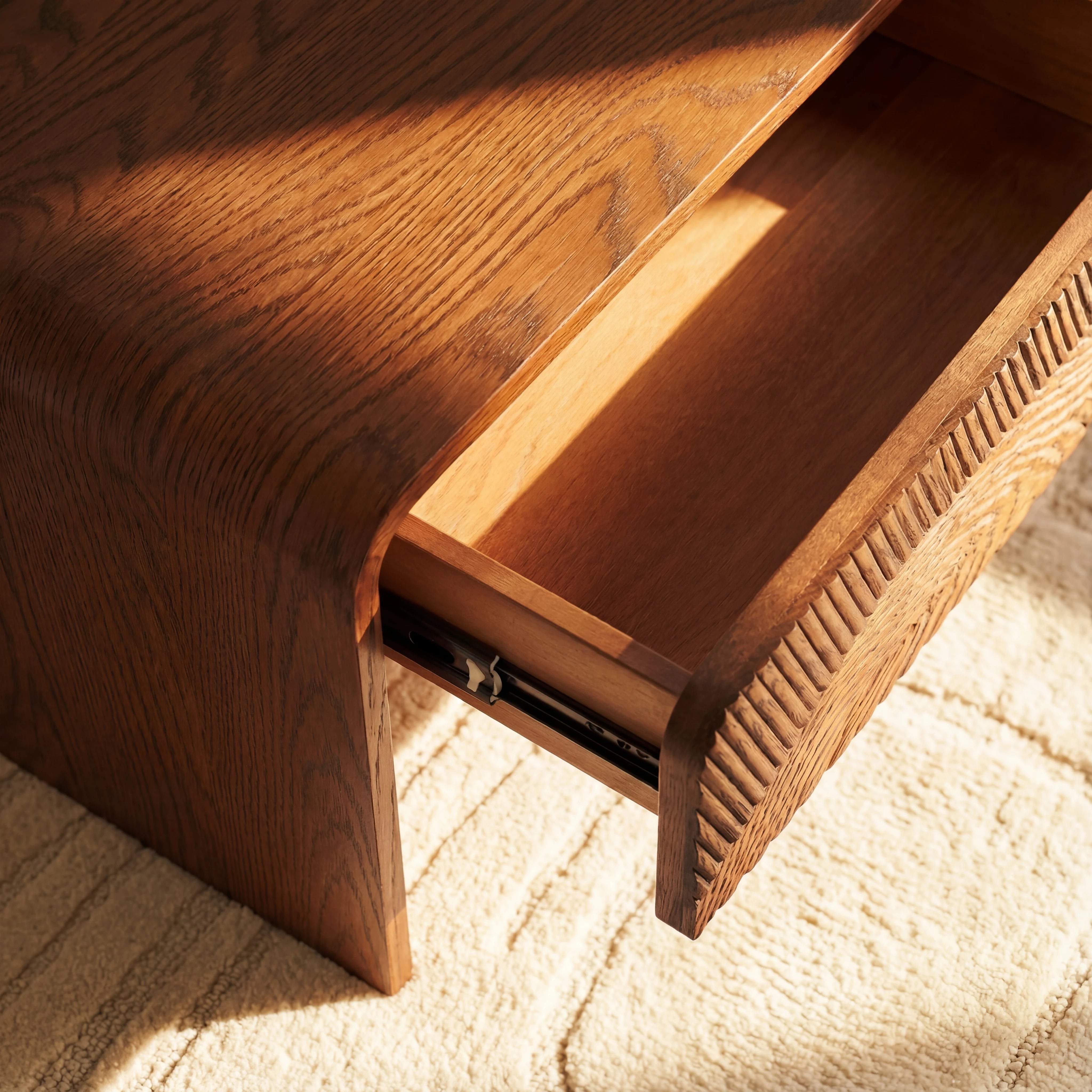 VISTA Coffee Table White oak with sculpted slat detailing