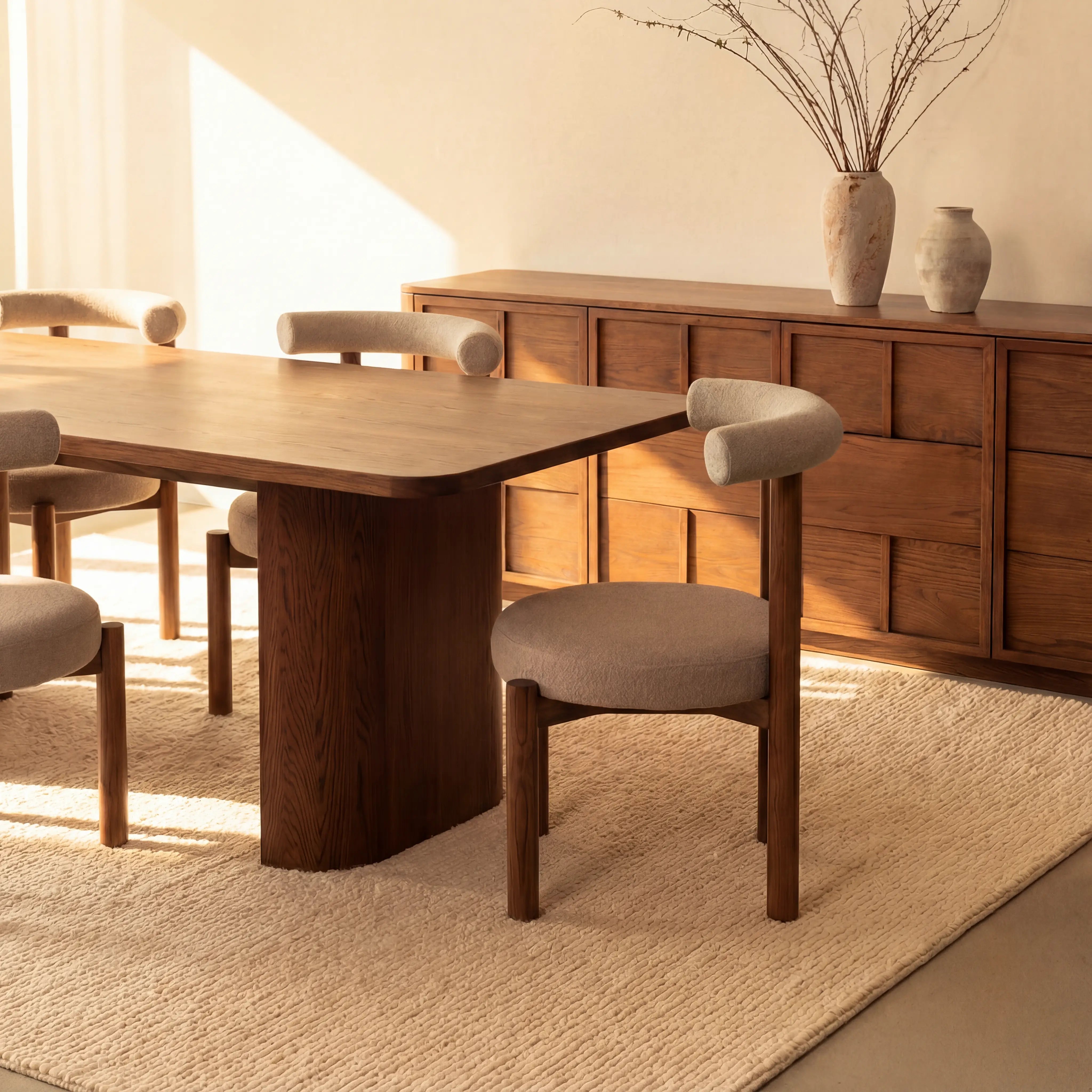 Hearth Sideboard Oak wood with travertine top