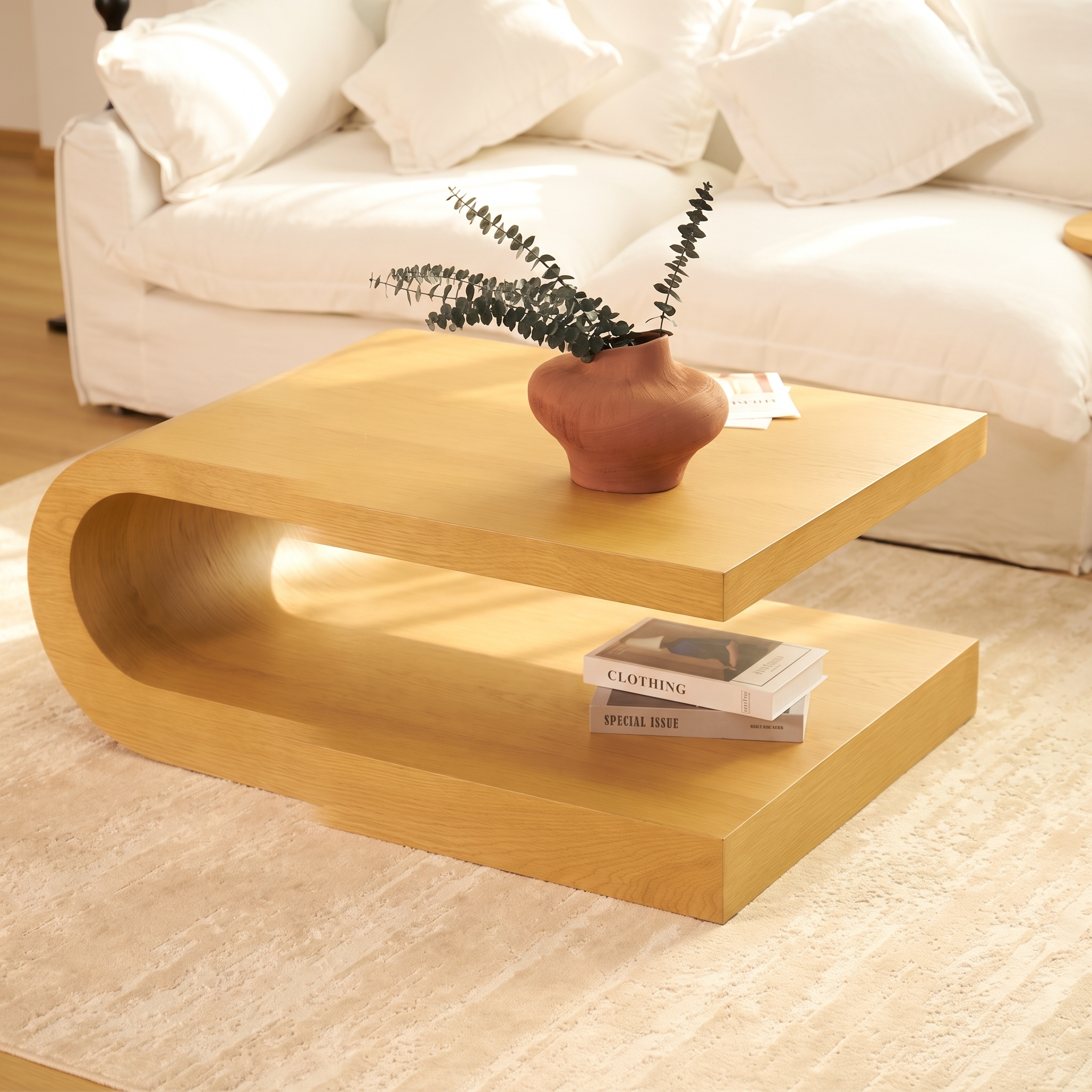 Arcus Coffee Table — Natural oak finish