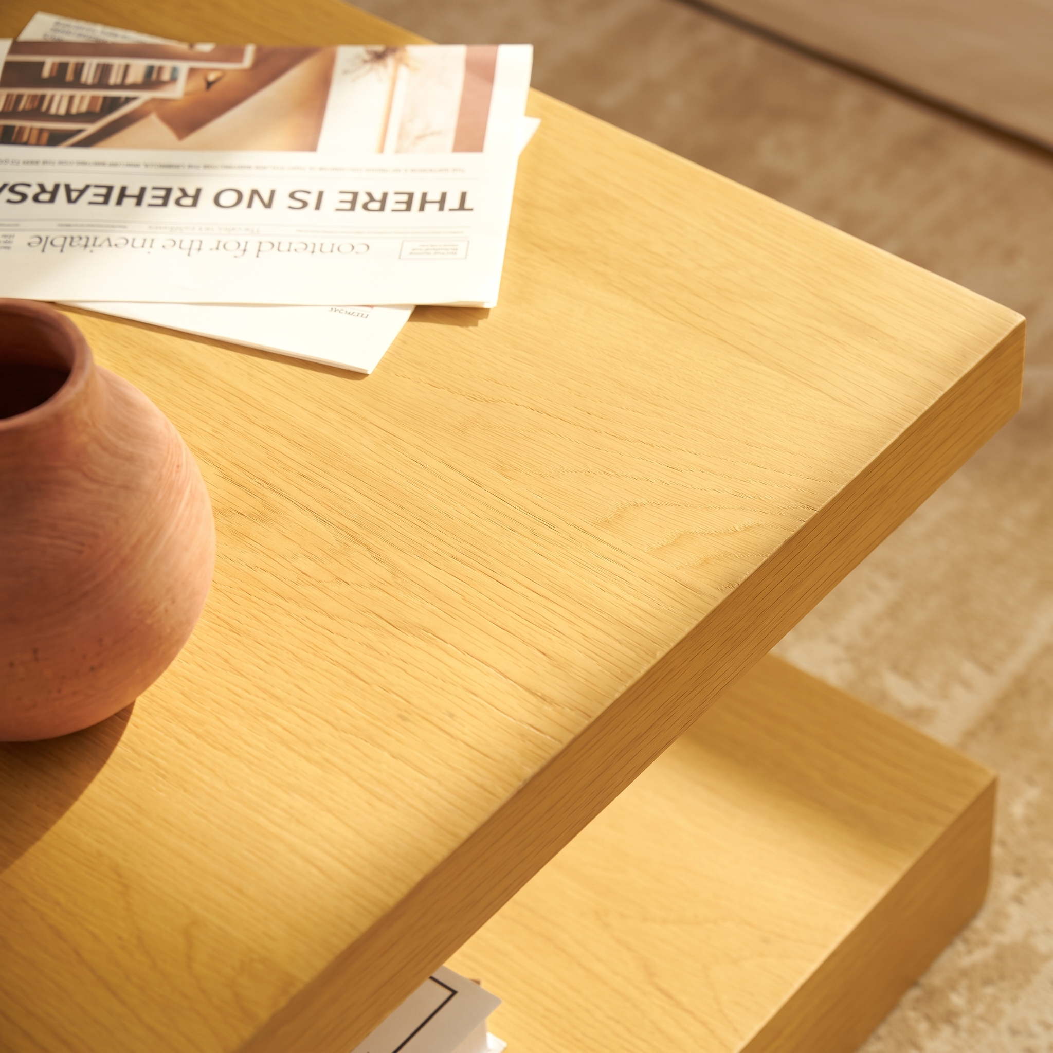 Arcus Coffee Table — Natural oak finish