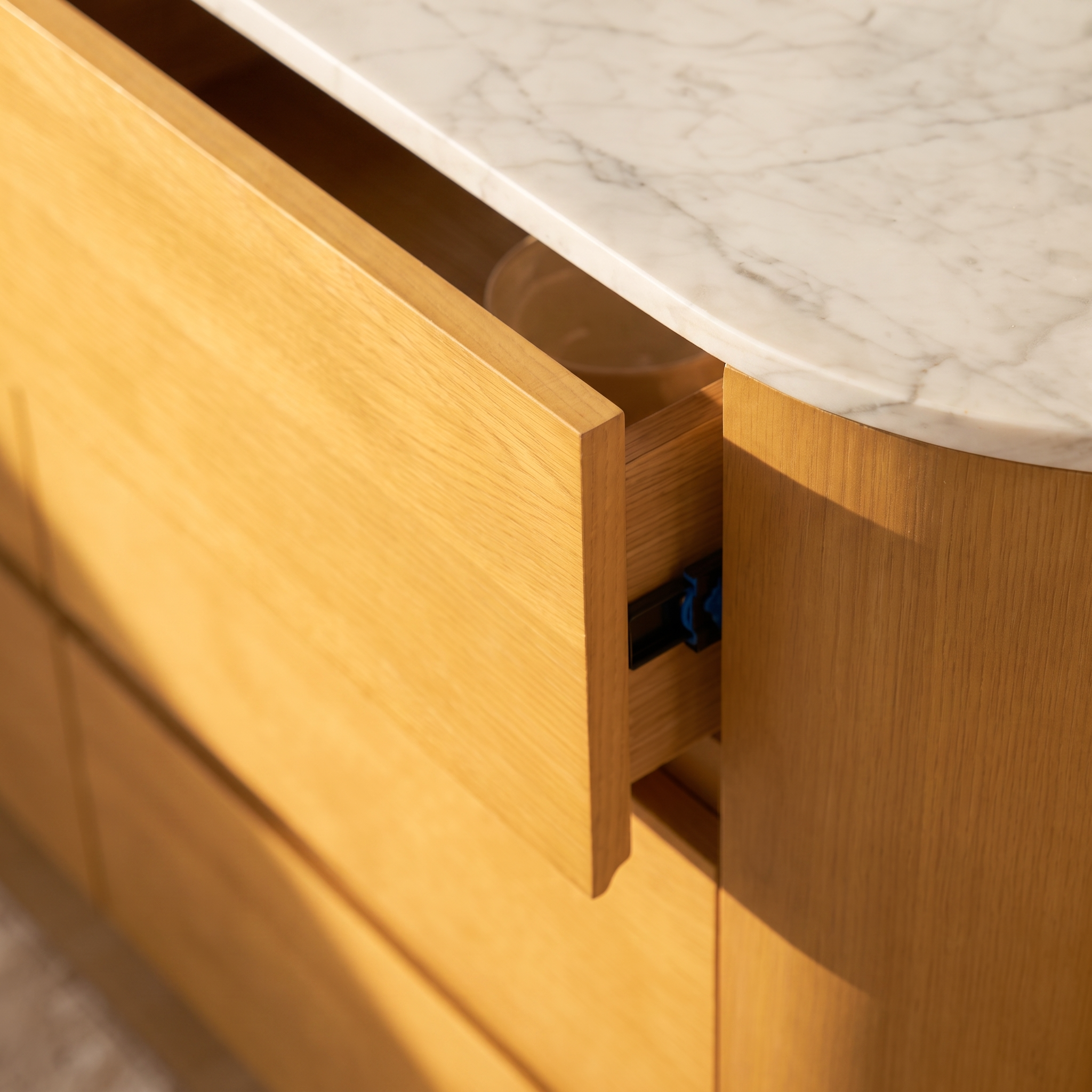 Cove 6-Drawer Dresser — Natural oak with marble top