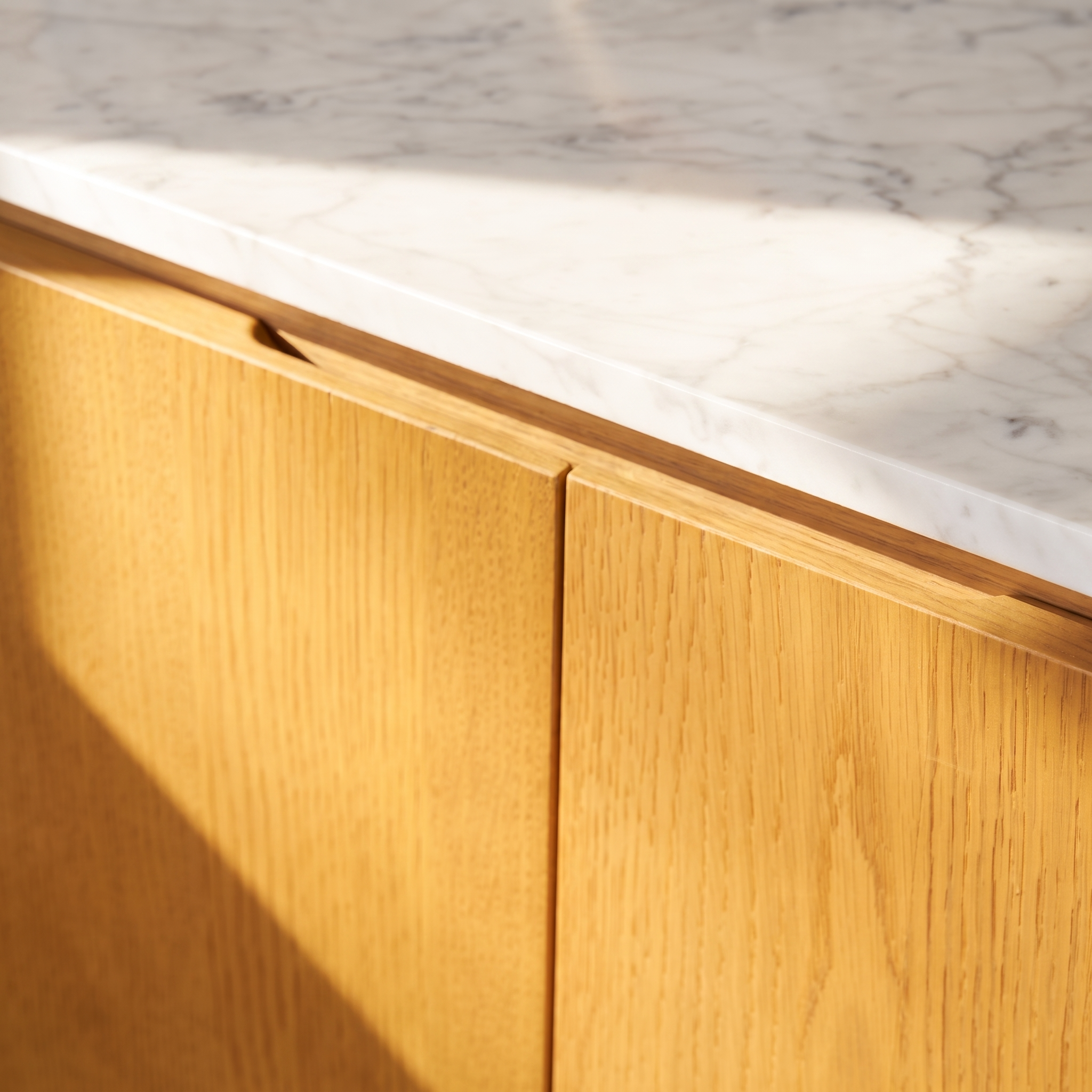 Cove Sideboard — Natural oak with  marble top