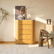 Cove 5-Drawer Tallboy Chest — Natural oak with  marble top