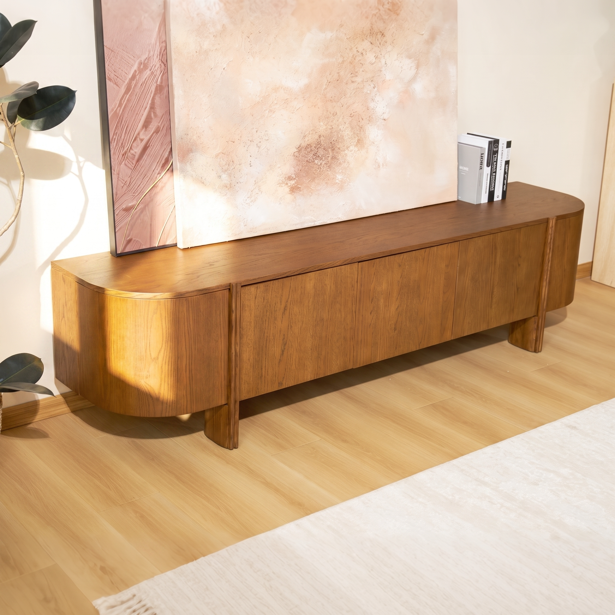 Moro Media Console  — Dark oak with a marble top
