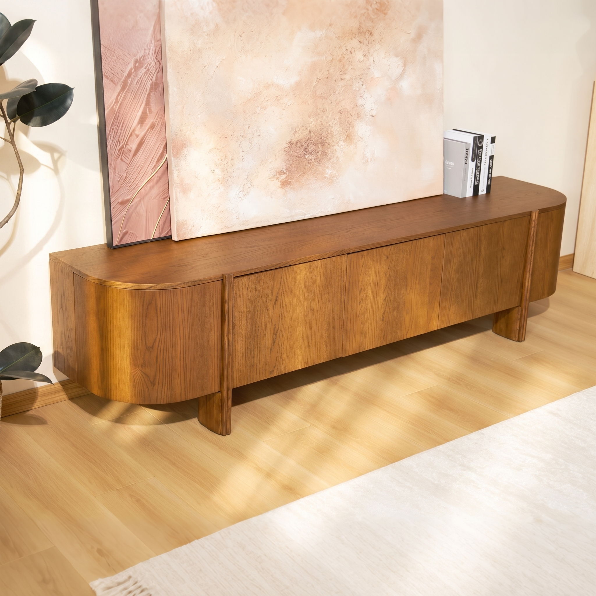 Moro Media Console  — Dark oak with a marble top