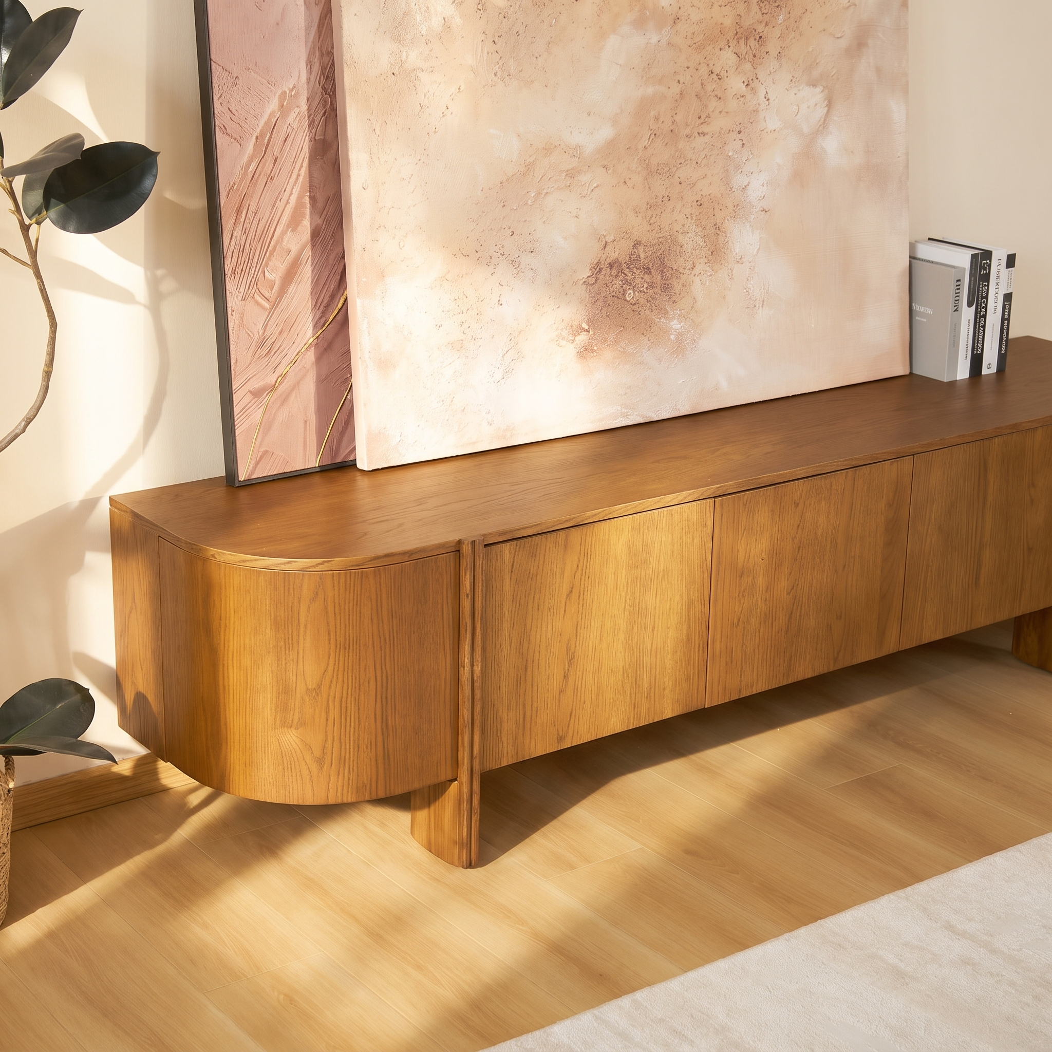 Moro Media Console  — Dark oak with a marble top