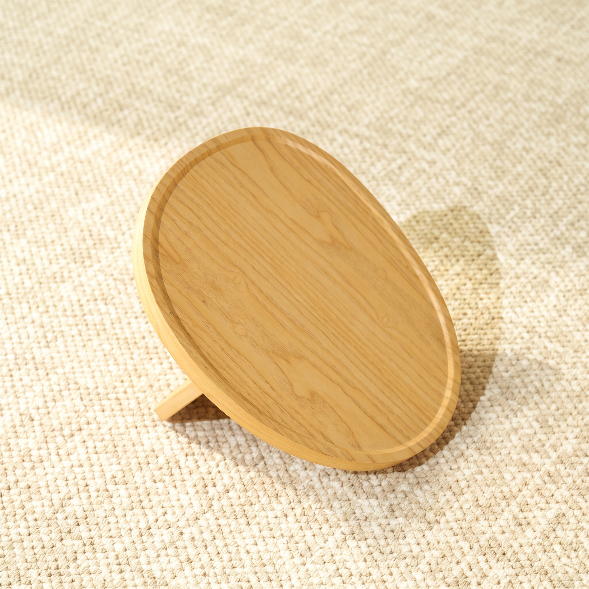 Loma Sofa Arm Table — Natural oak finish