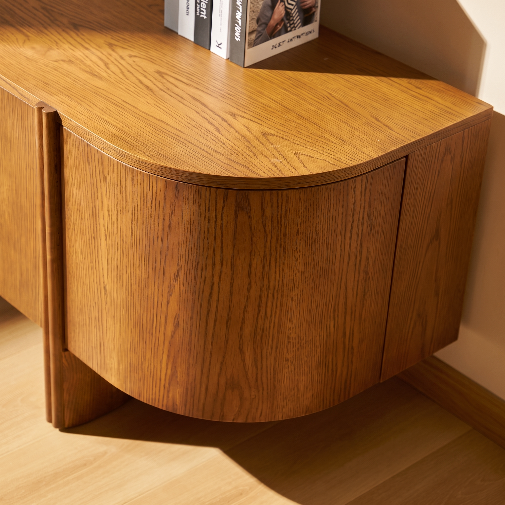 Moro Media Console  — Dark oak with a marble top