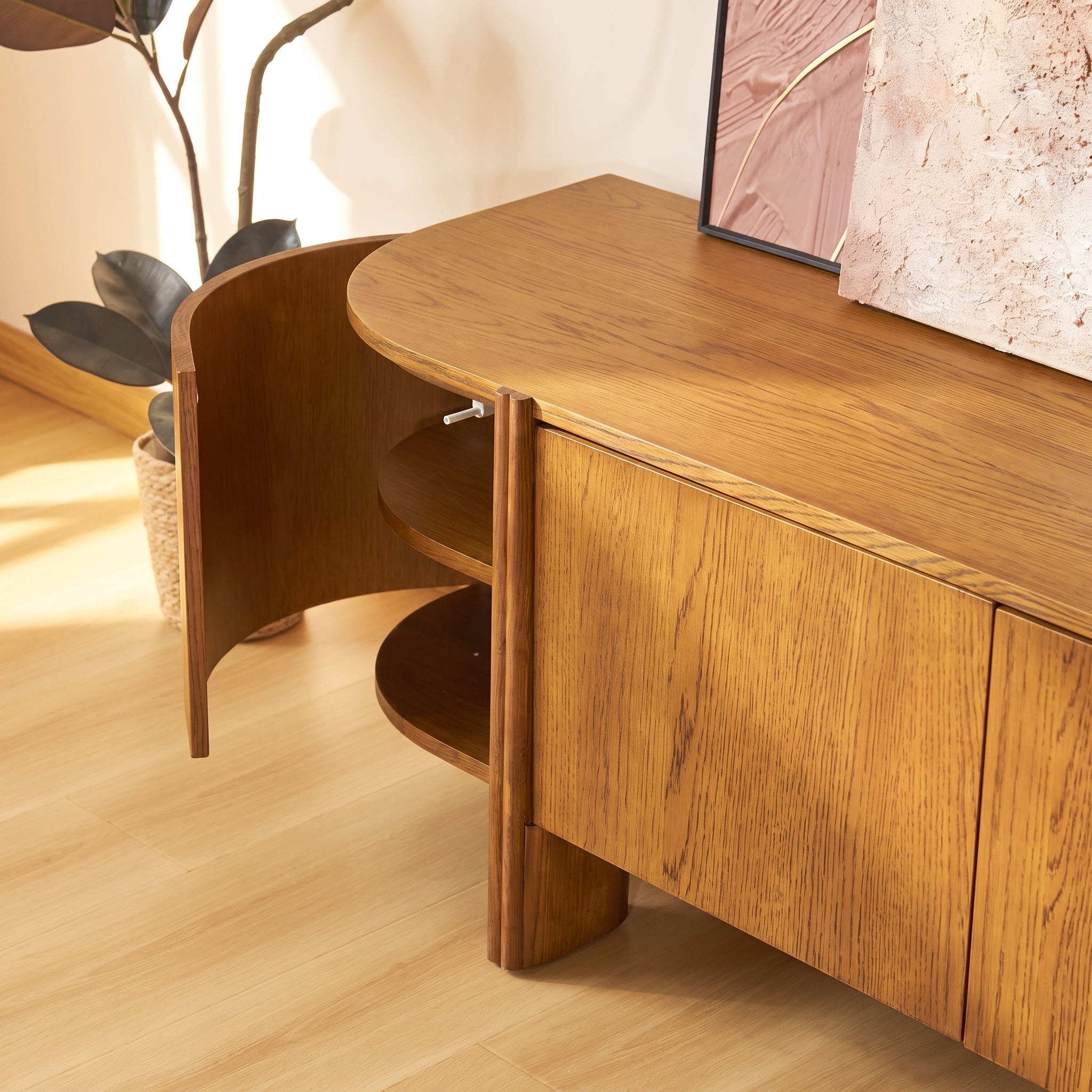 Moro Media Console  — Dark oak with a marble top