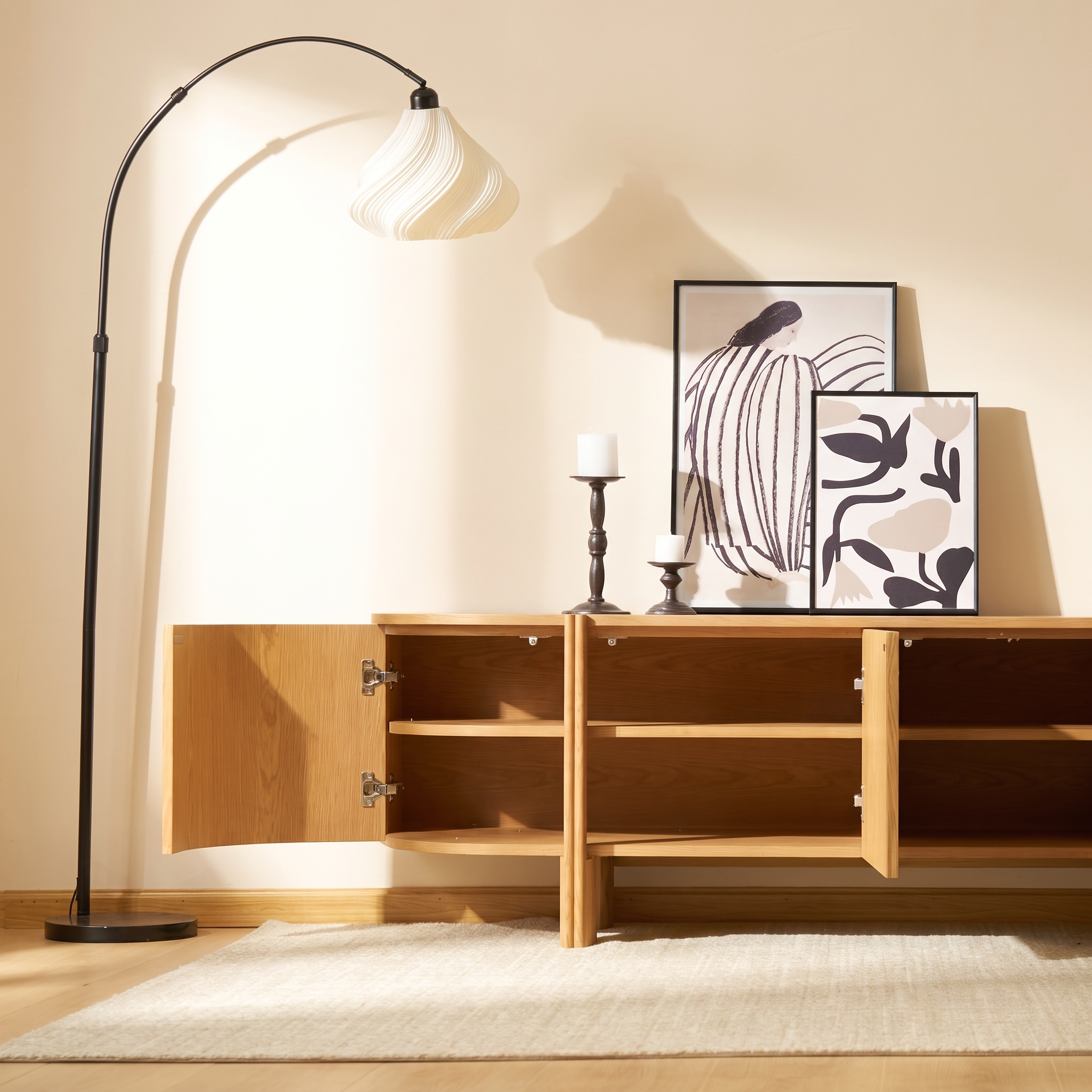 Moro Media Console  — Dark oak with a marble top