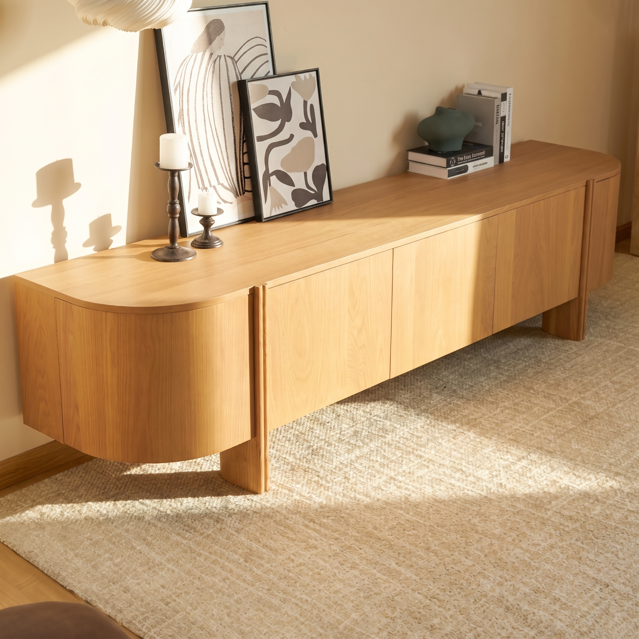 Moro Media Console  — Dark oak with a marble top