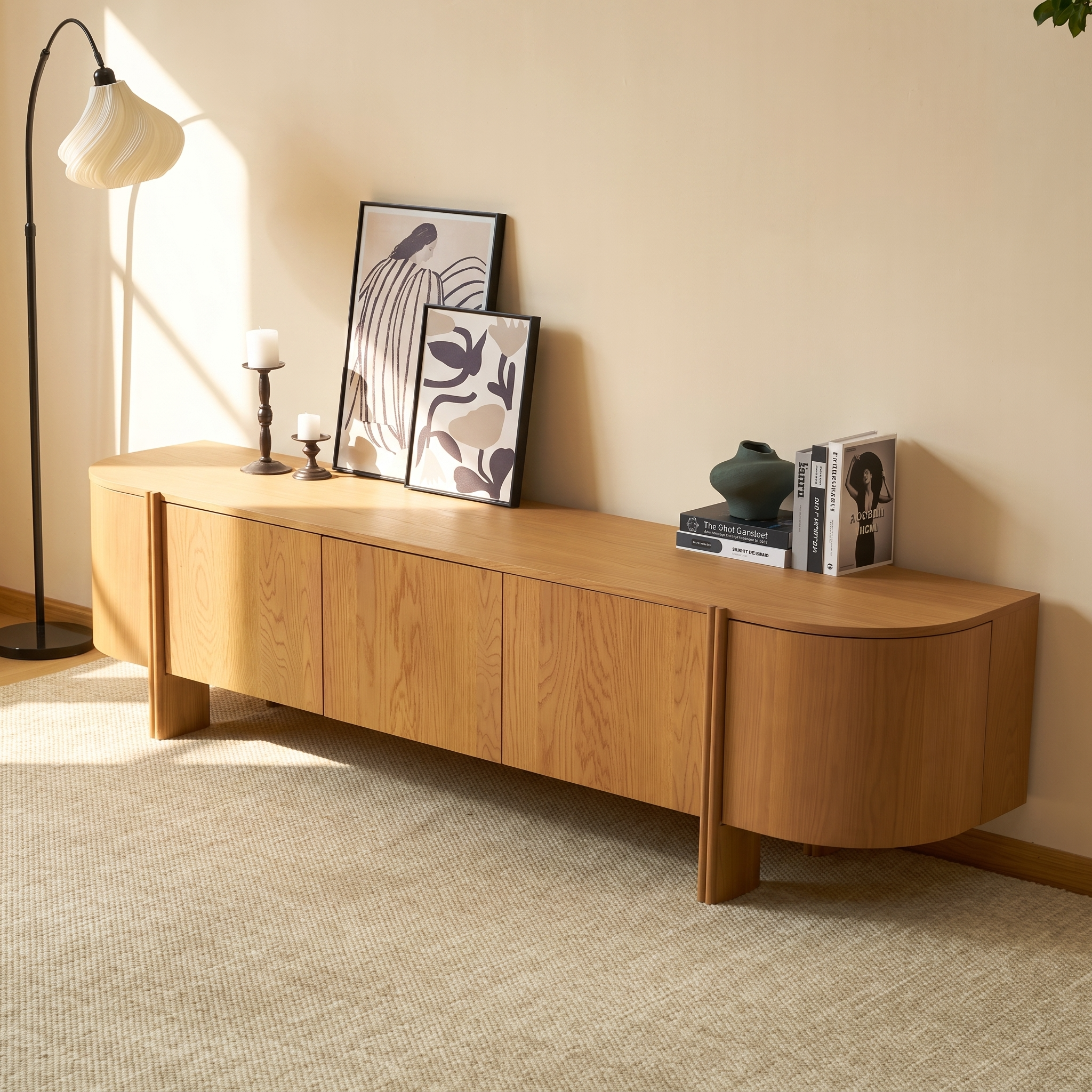 Moro Media Console  — Dark oak with a marble top