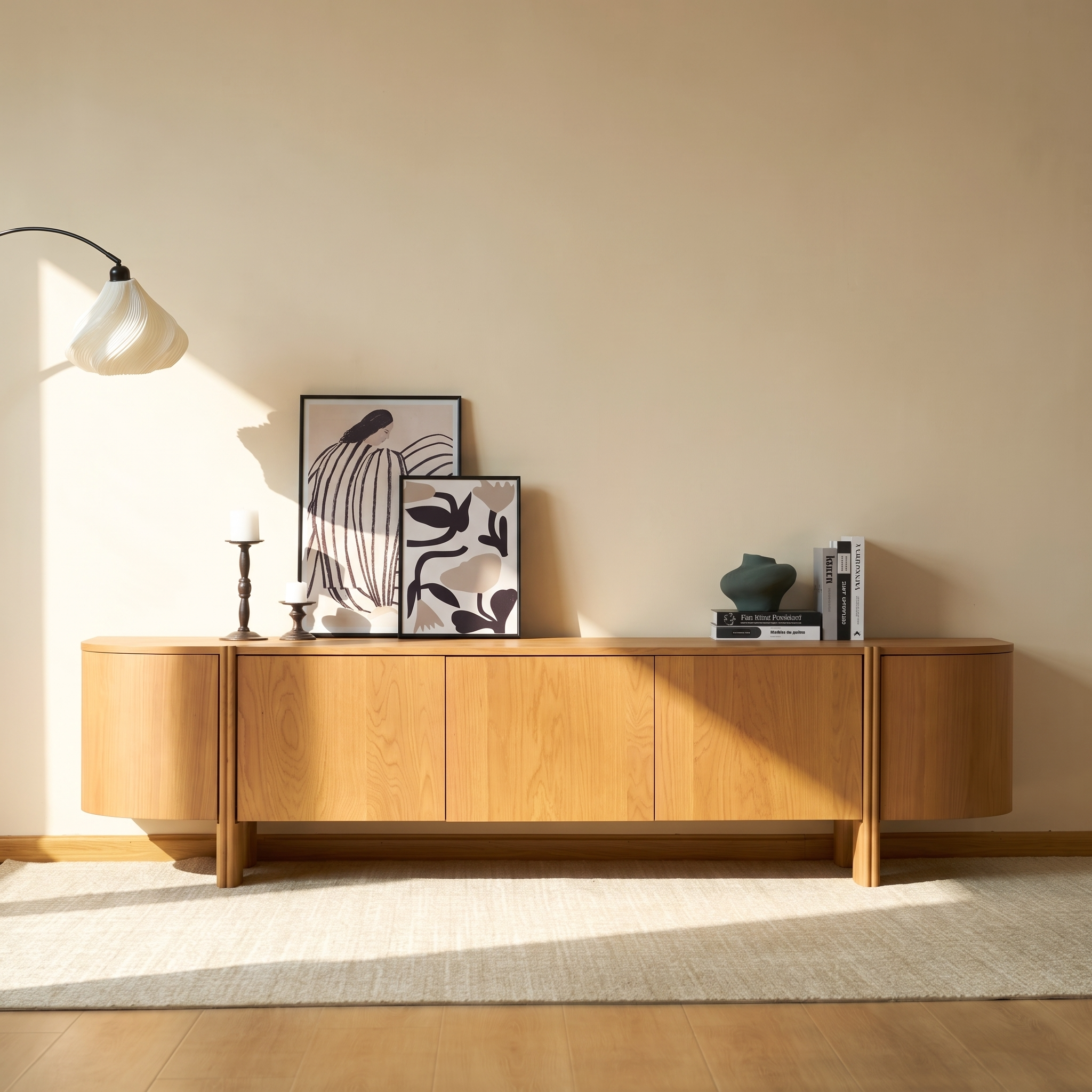 Moro Media Console  — Dark oak with a marble top
