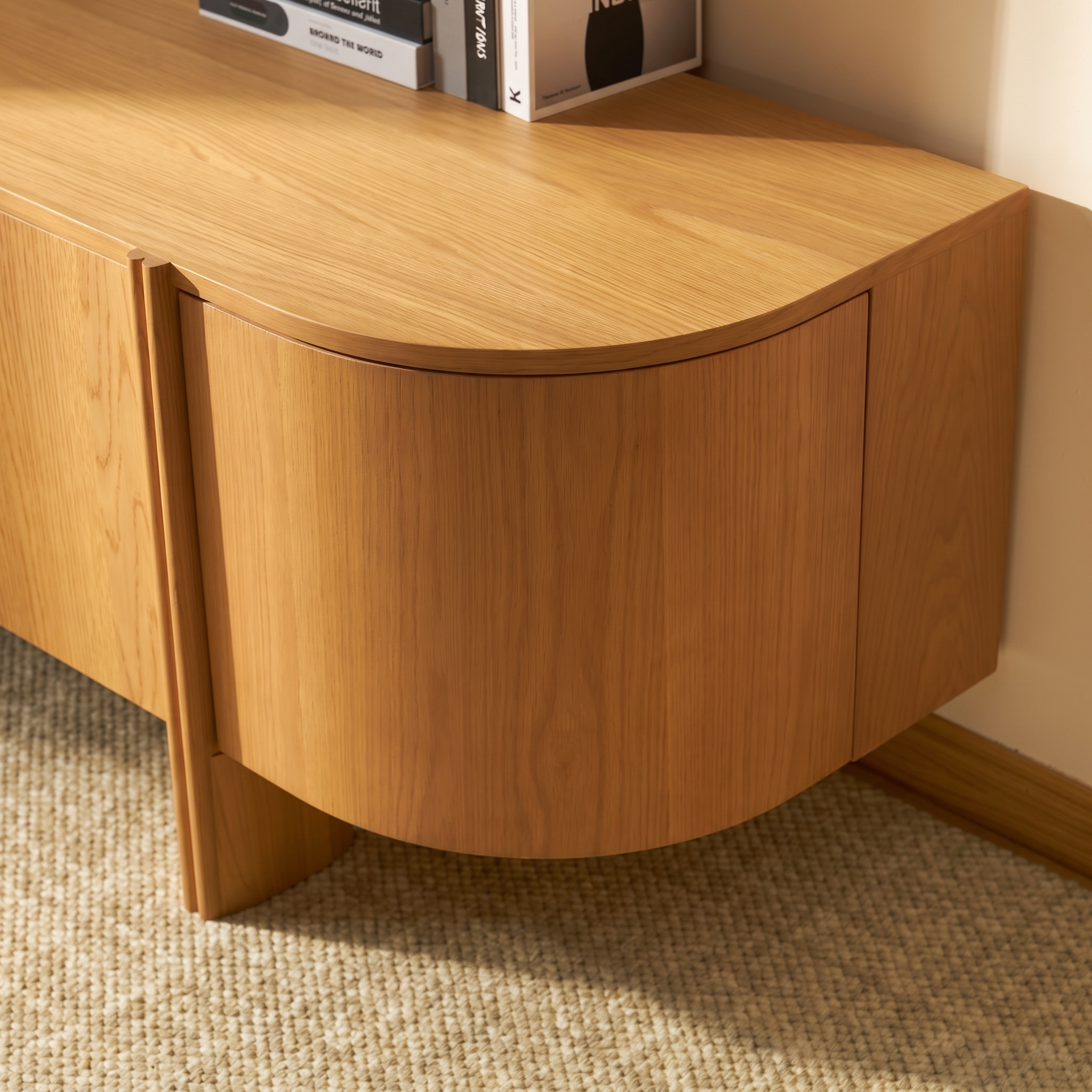 Moro Media Console  — Dark oak with a marble top