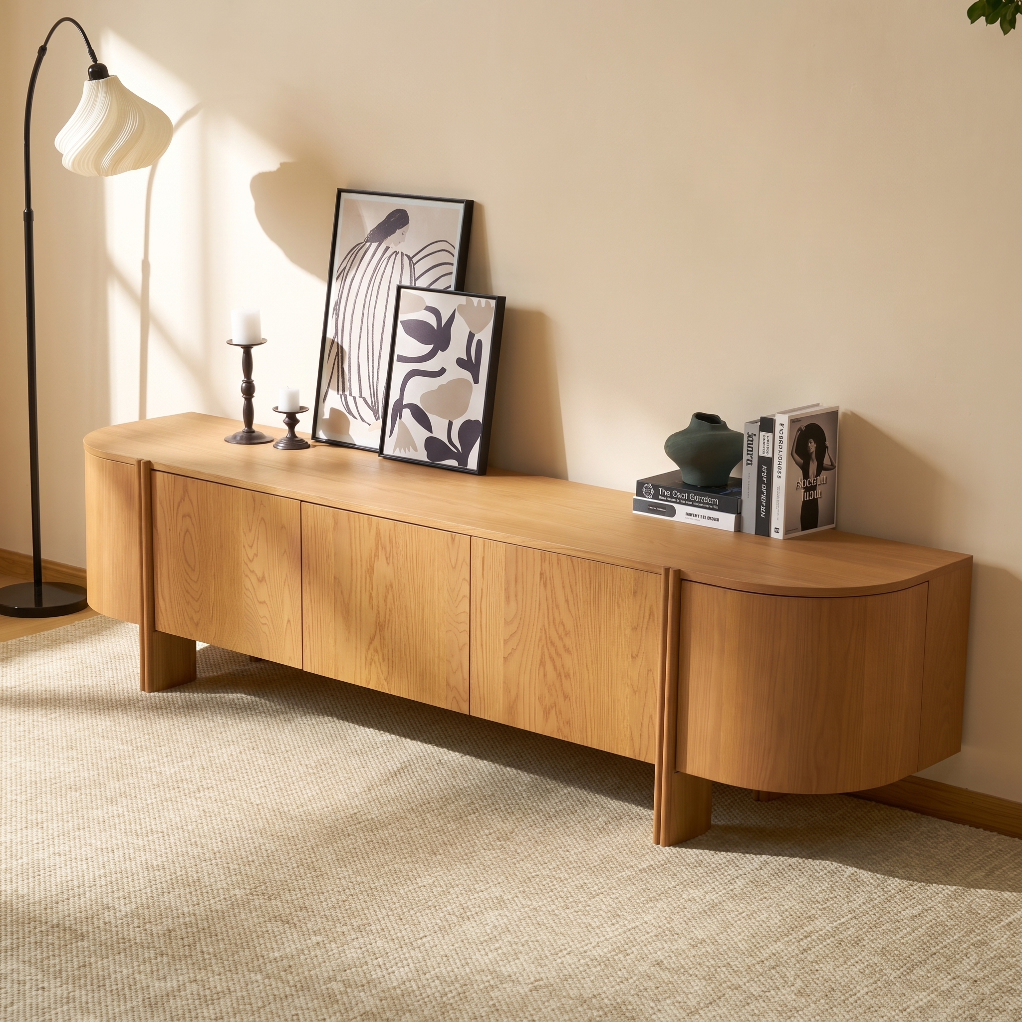 Moro Media Console  — Dark oak with a marble top