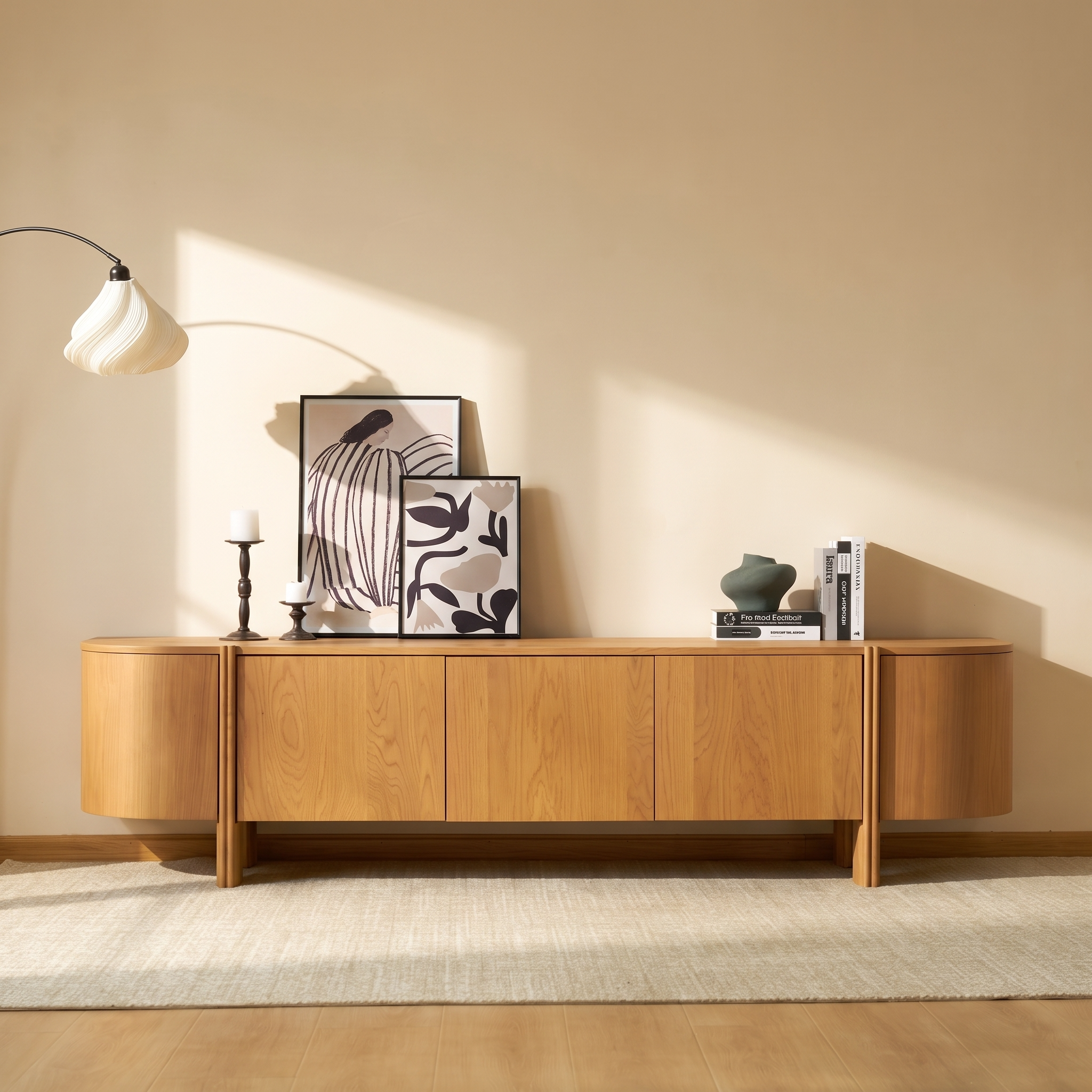 Moro Media Console  — Dark oak with a marble top