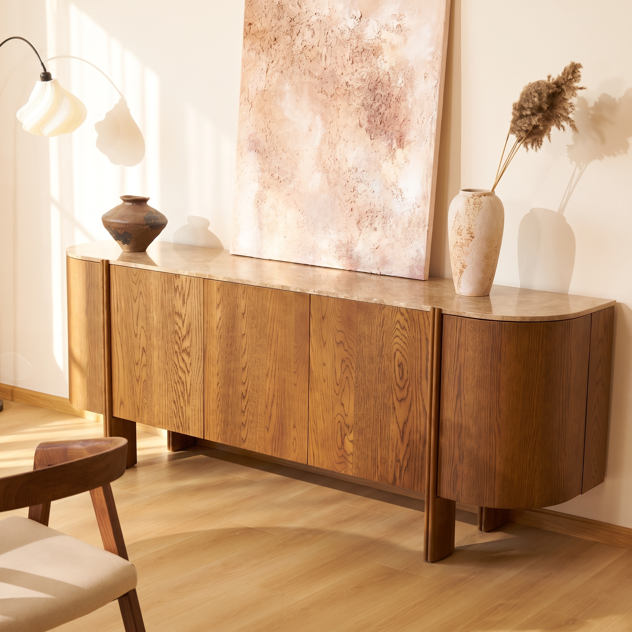 Moro Sideboard  — Dark oak with a marble top