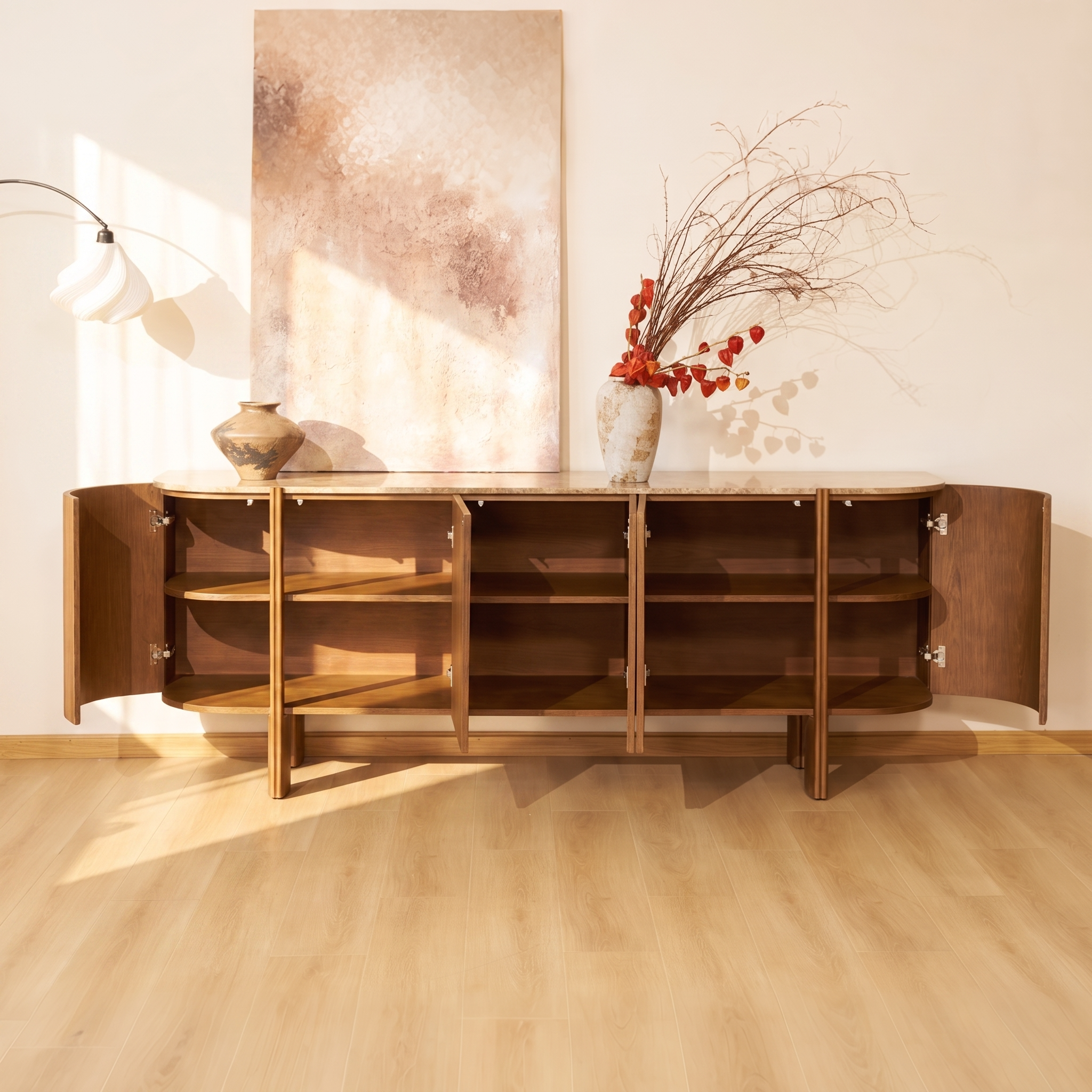 Moro Sideboard  — Dark oak with a marble top
