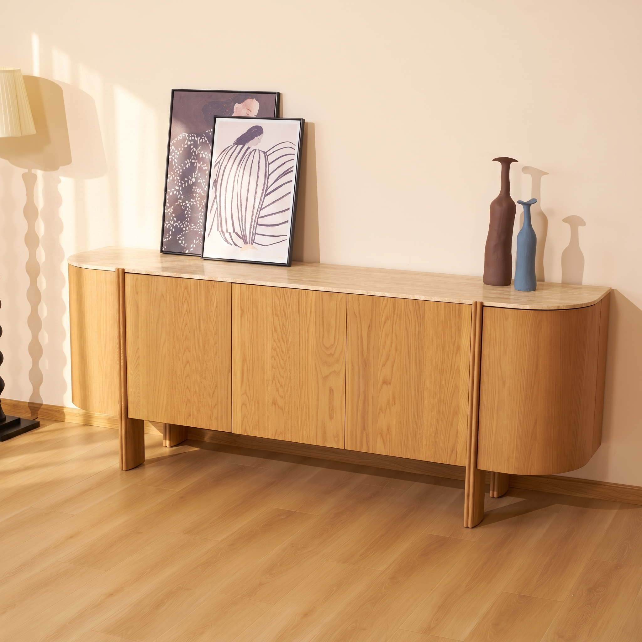 Moro Sideboard  — Dark oak with a marble top