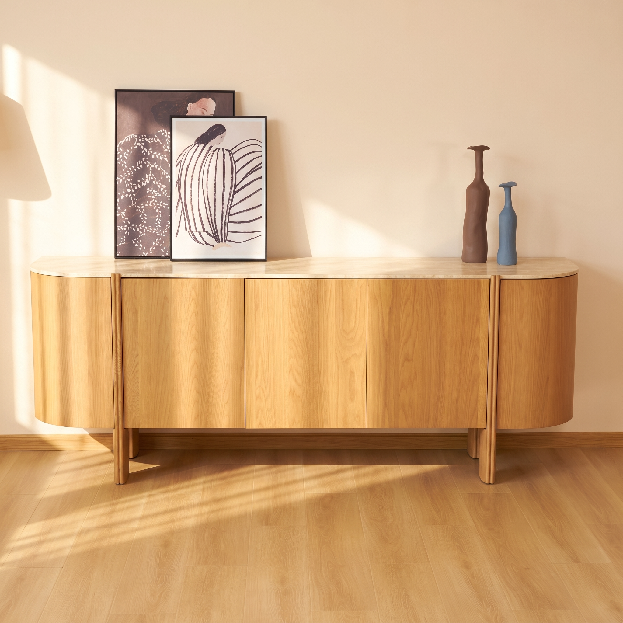 Moro Sideboard  — Dark oak with a marble top