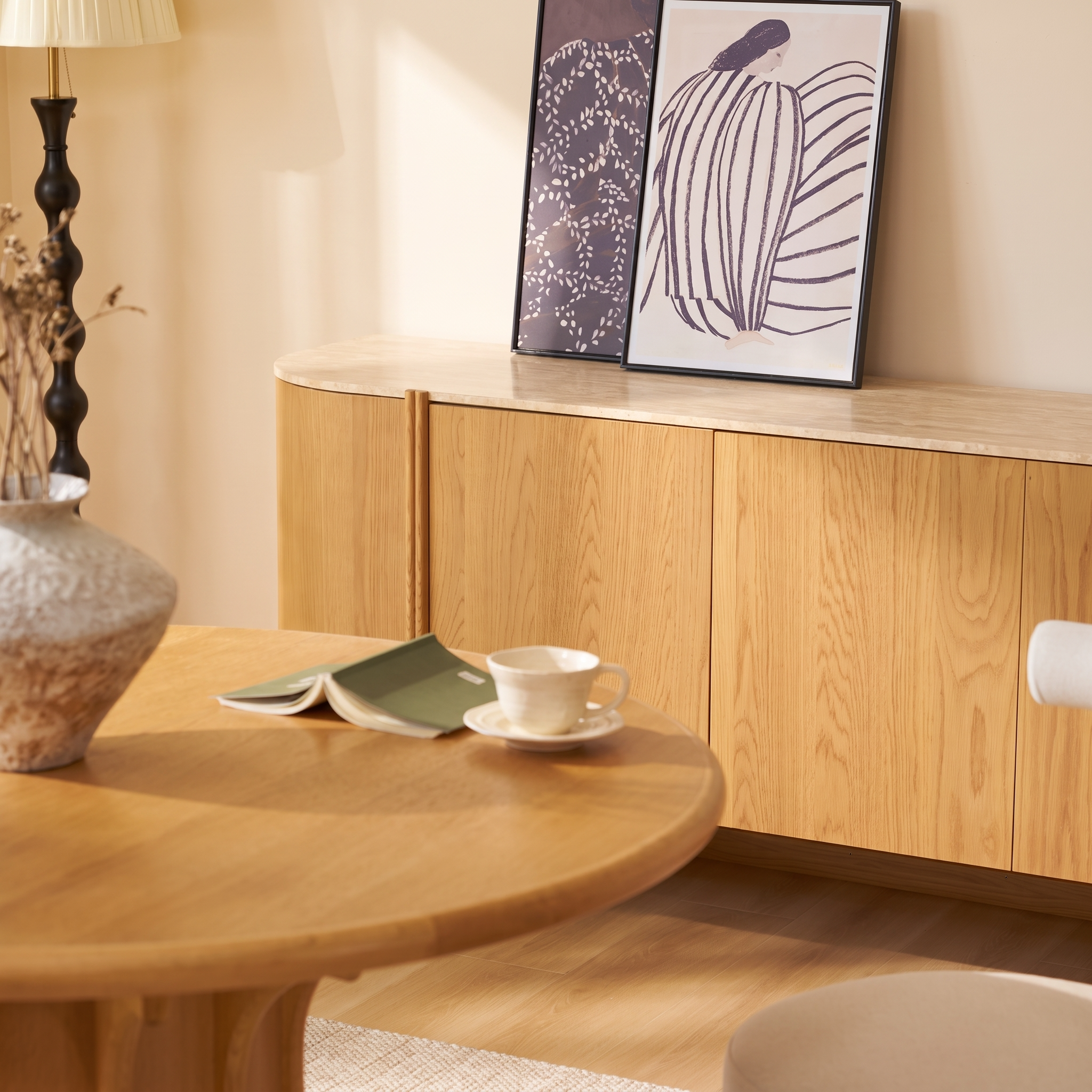 Moro Sideboard  — Dark oak with a marble top