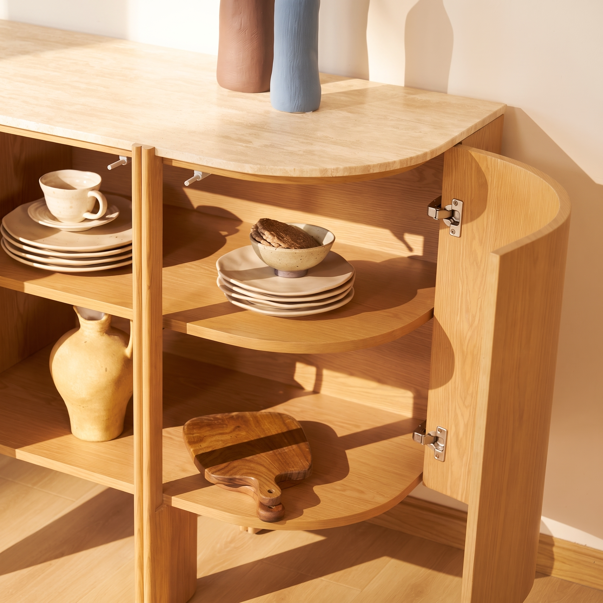 Moro Sideboard  — Dark oak with a marble top