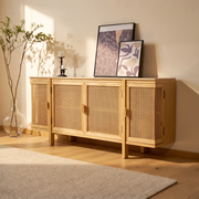 Nara Cane Sideboard  — Natural oak with woven cane doors