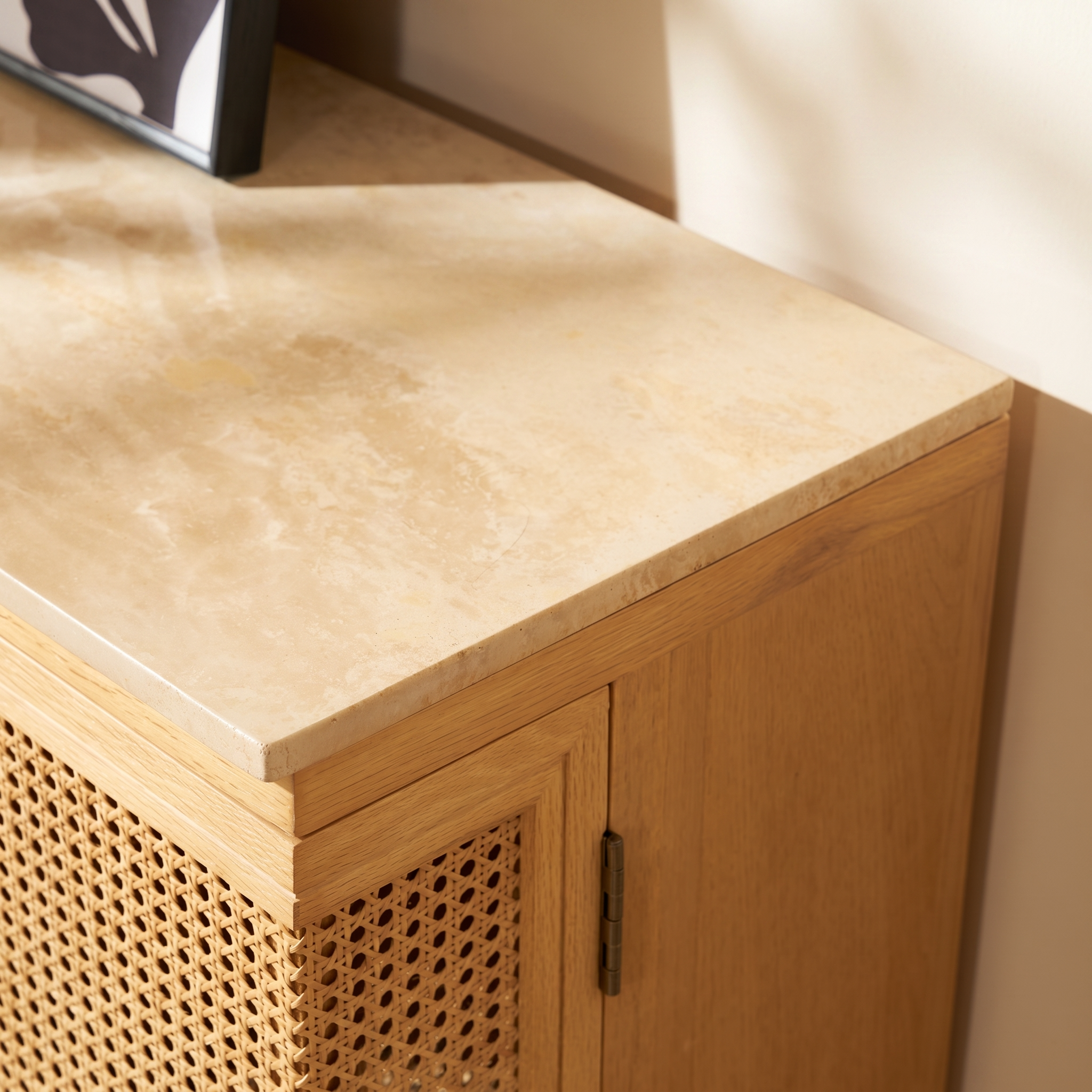 Nara Cane Sideboard  — Natural oak with woven cane doors